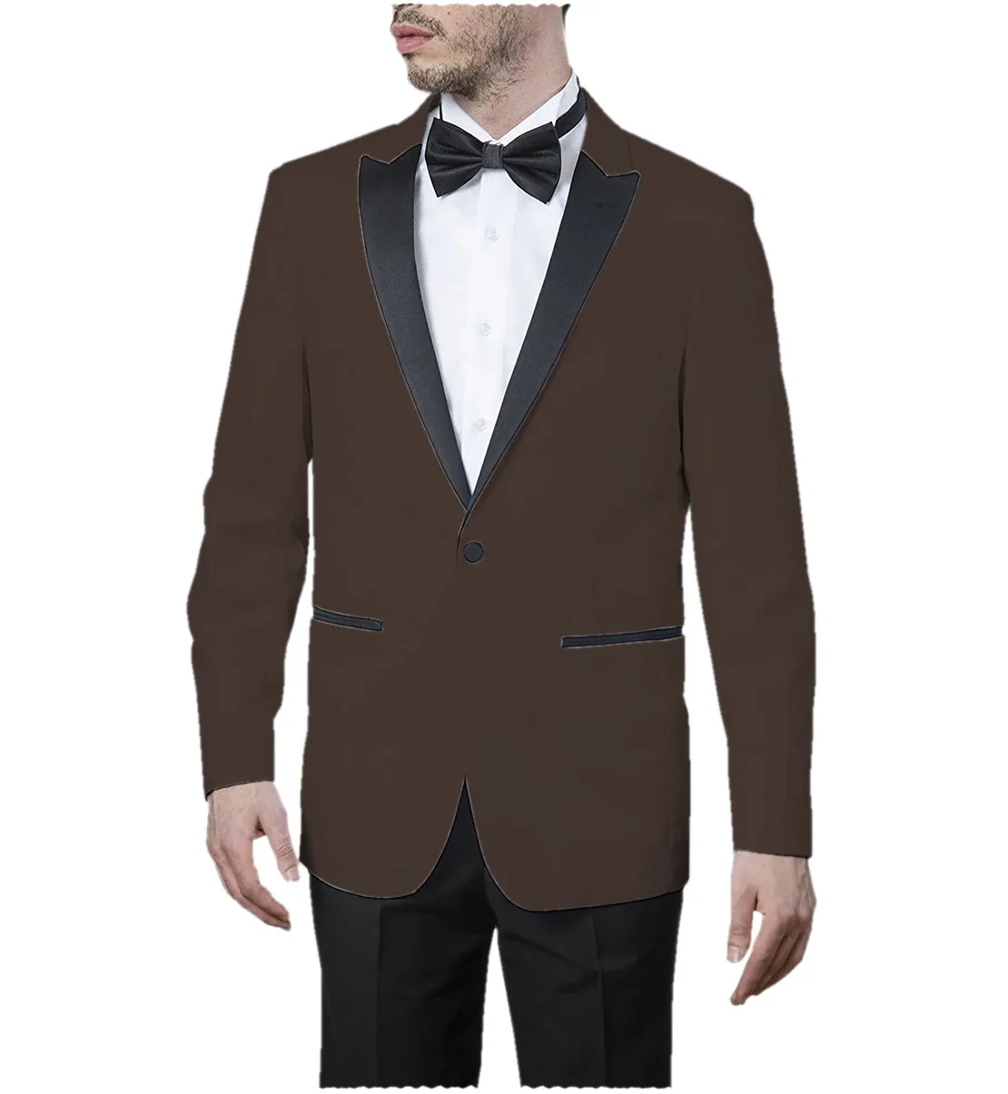 Formal Men's Slim Fit Peak Lapel Flat Blazer