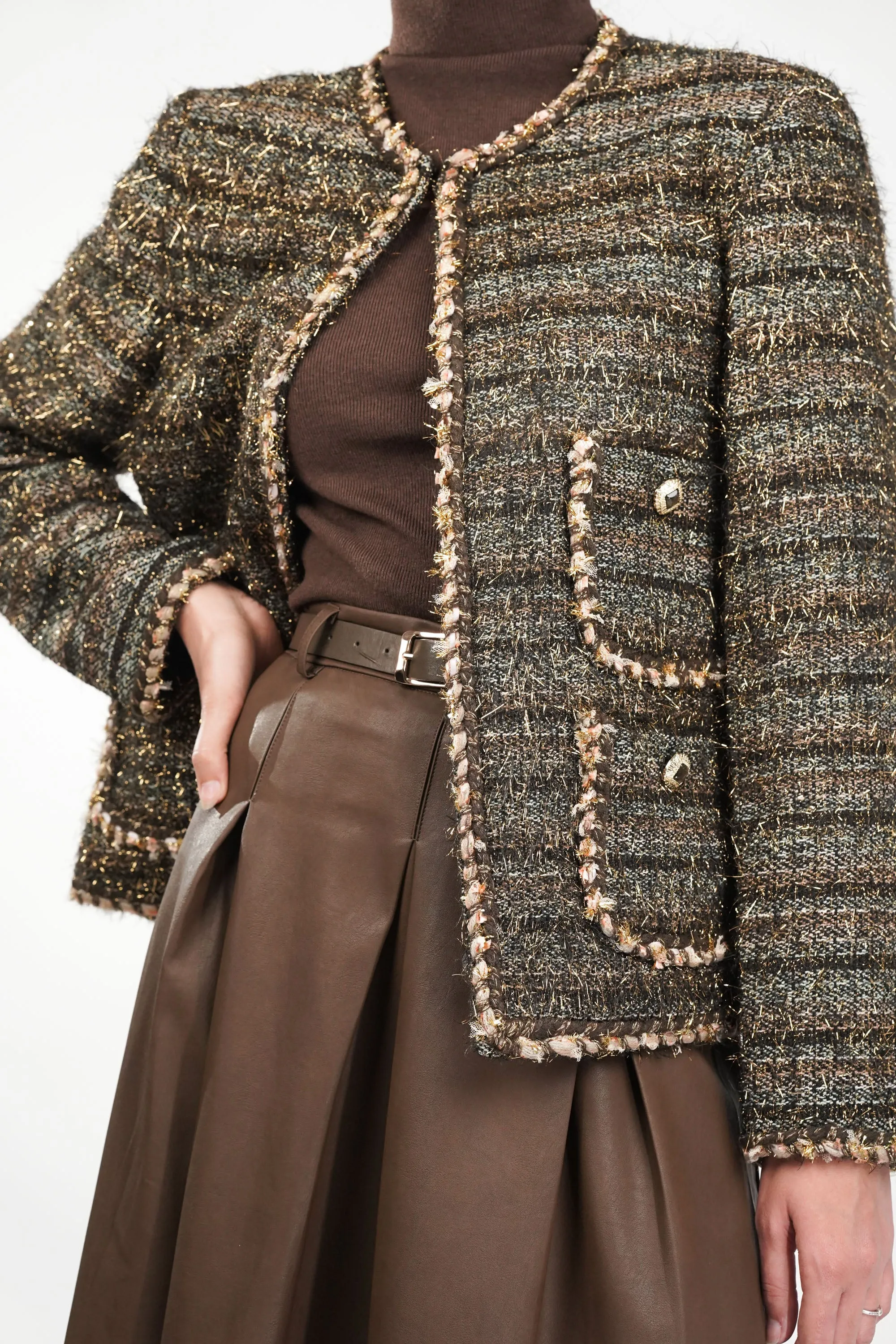 Golden Glimmer Tweed Blazer