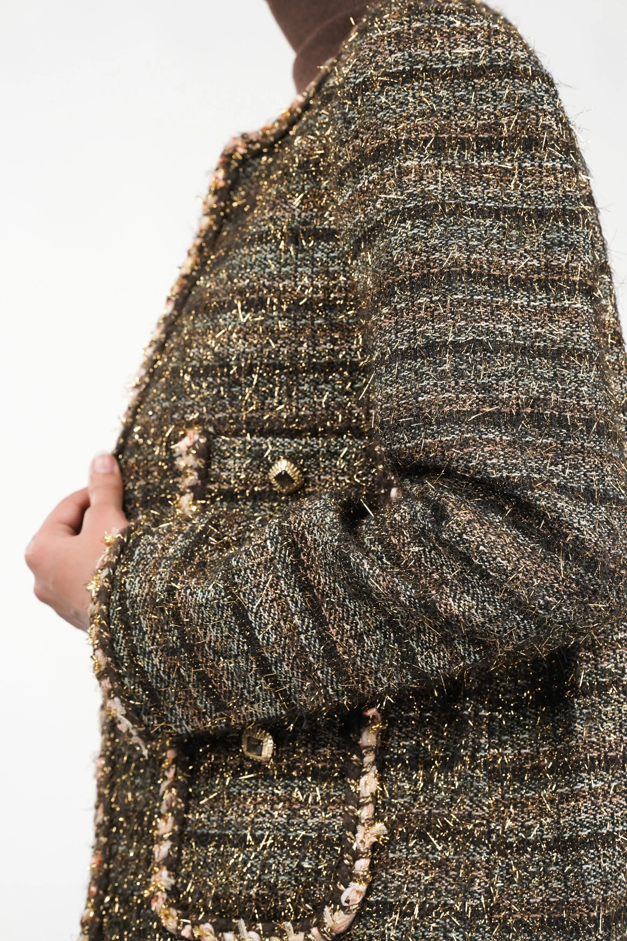 Golden Glimmer Tweed Blazer