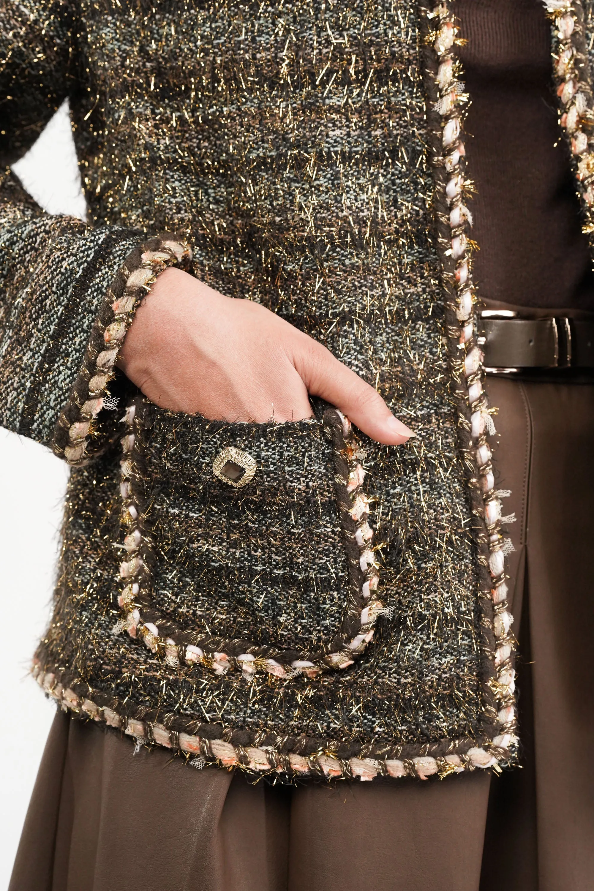 Golden Glimmer Tweed Blazer