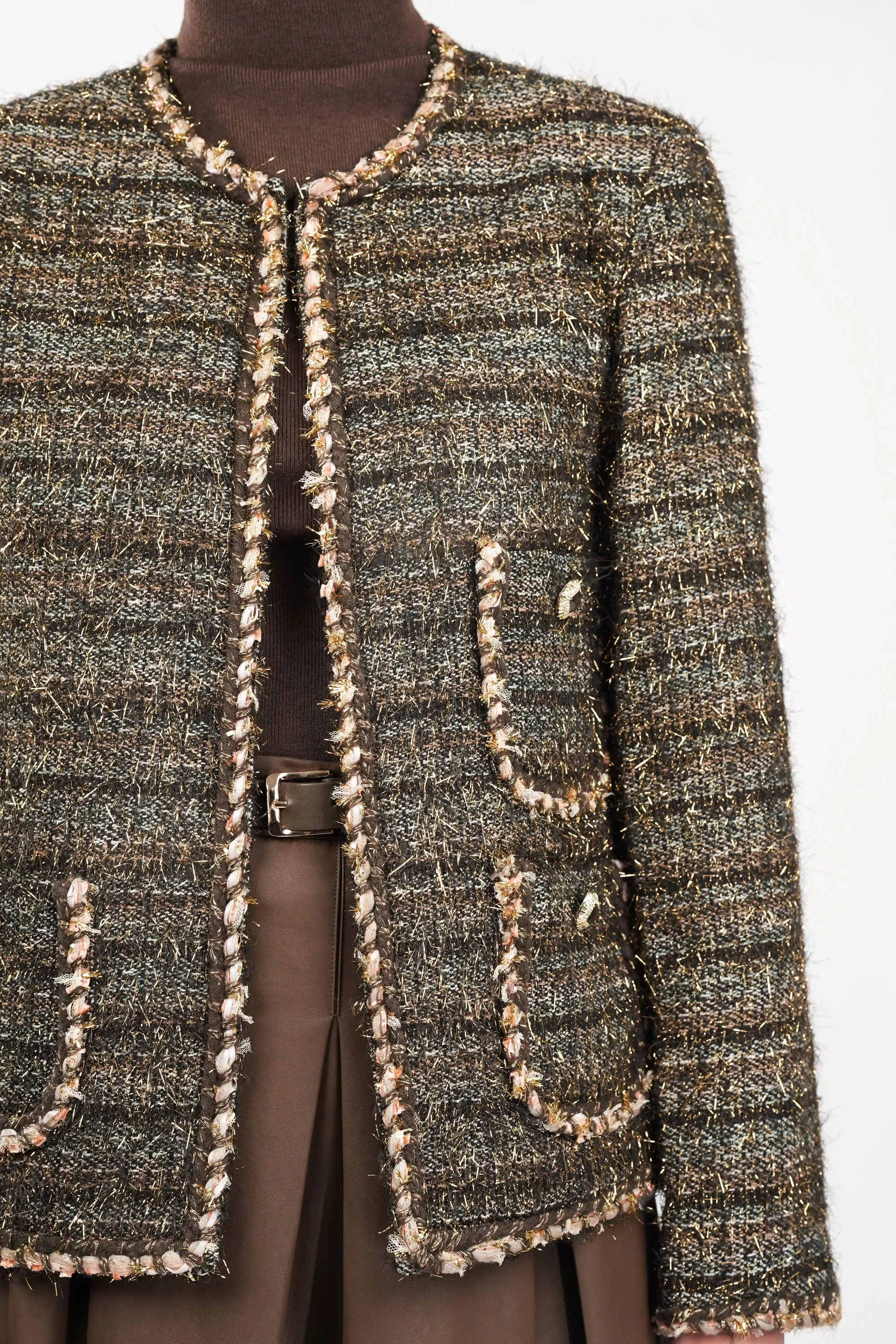 Golden Glimmer Tweed Blazer