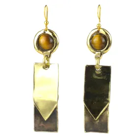 Golden Tiger Eye To the Point Brass Earrings Brass Images