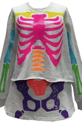 Grey & Neon Multi Skeleton Sweatshirt