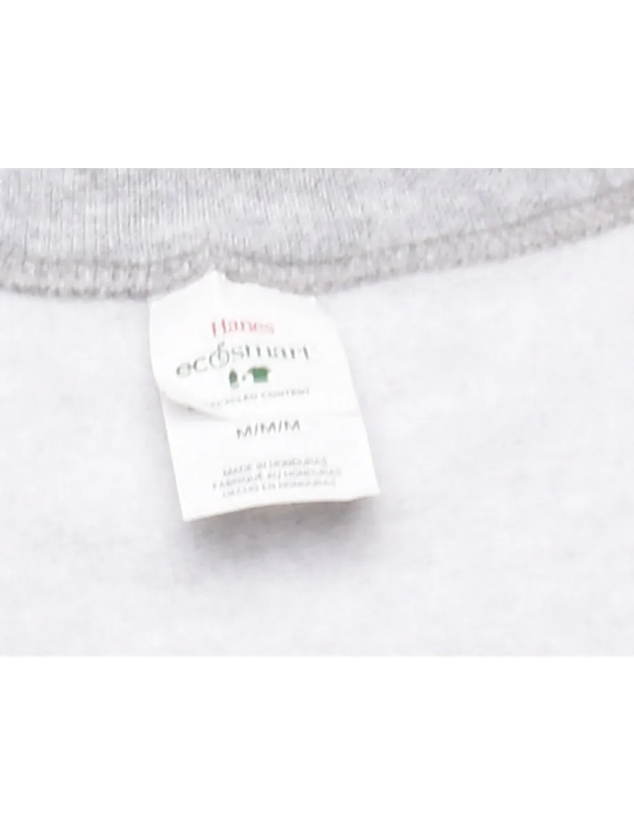 Grey Plain Round Neck Sweatshirt - M