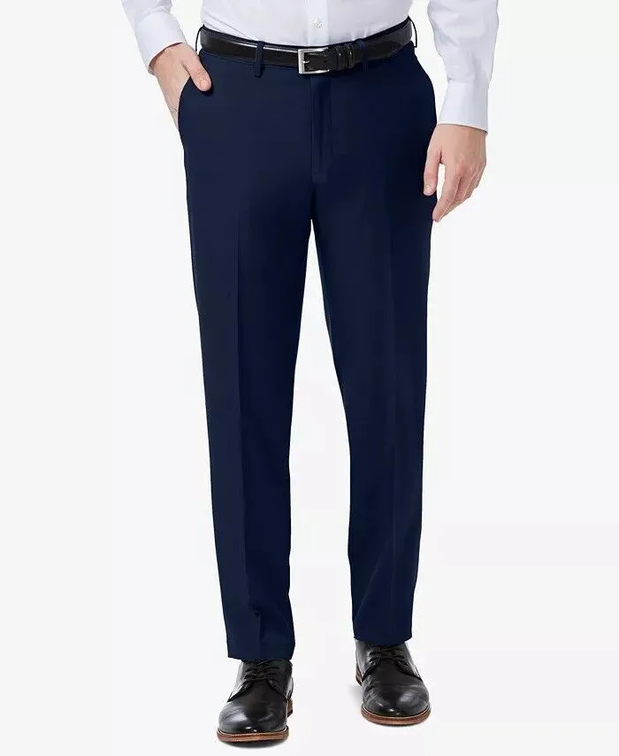 HAGGAR Mens Slim fit Dress Pants 32 / 30 Blue Solid