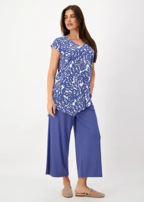 Holiday Asymmetrical Bamboo V-Neck T-Shirt - Palm Leaf