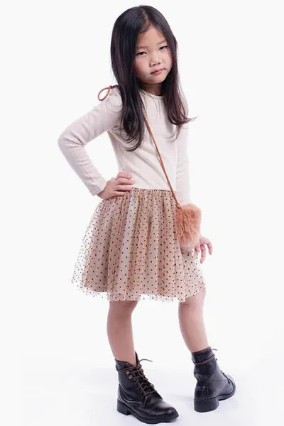 IMOGA SOFT KNIT MESH&METALLIC KNIT DRESS