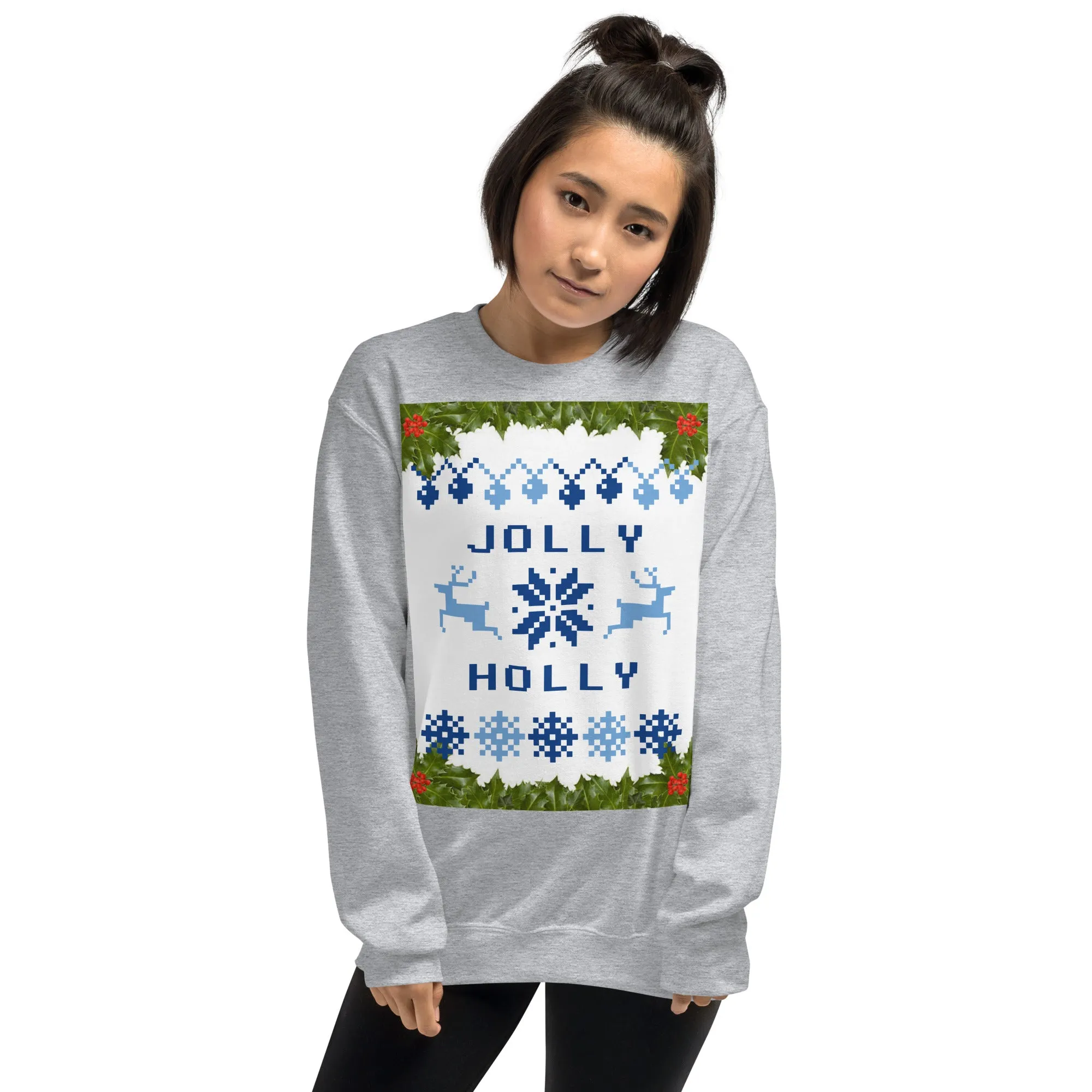 Jolly Holly Sweatshirt Christmas (Glamourange Christmas Sweatshirt Womens)