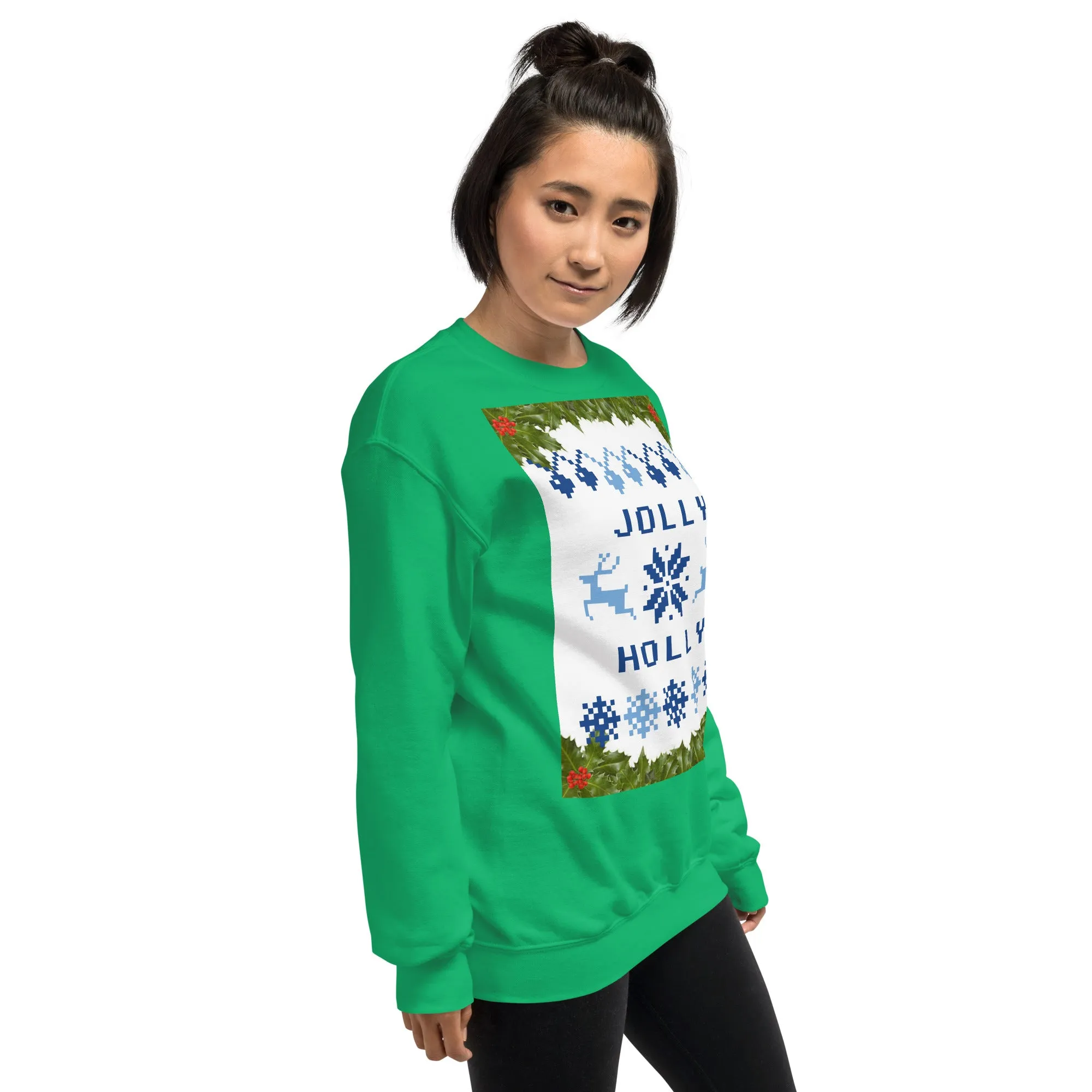 Jolly Holly Sweatshirt Christmas (Glamourange Christmas Sweatshirt Womens)