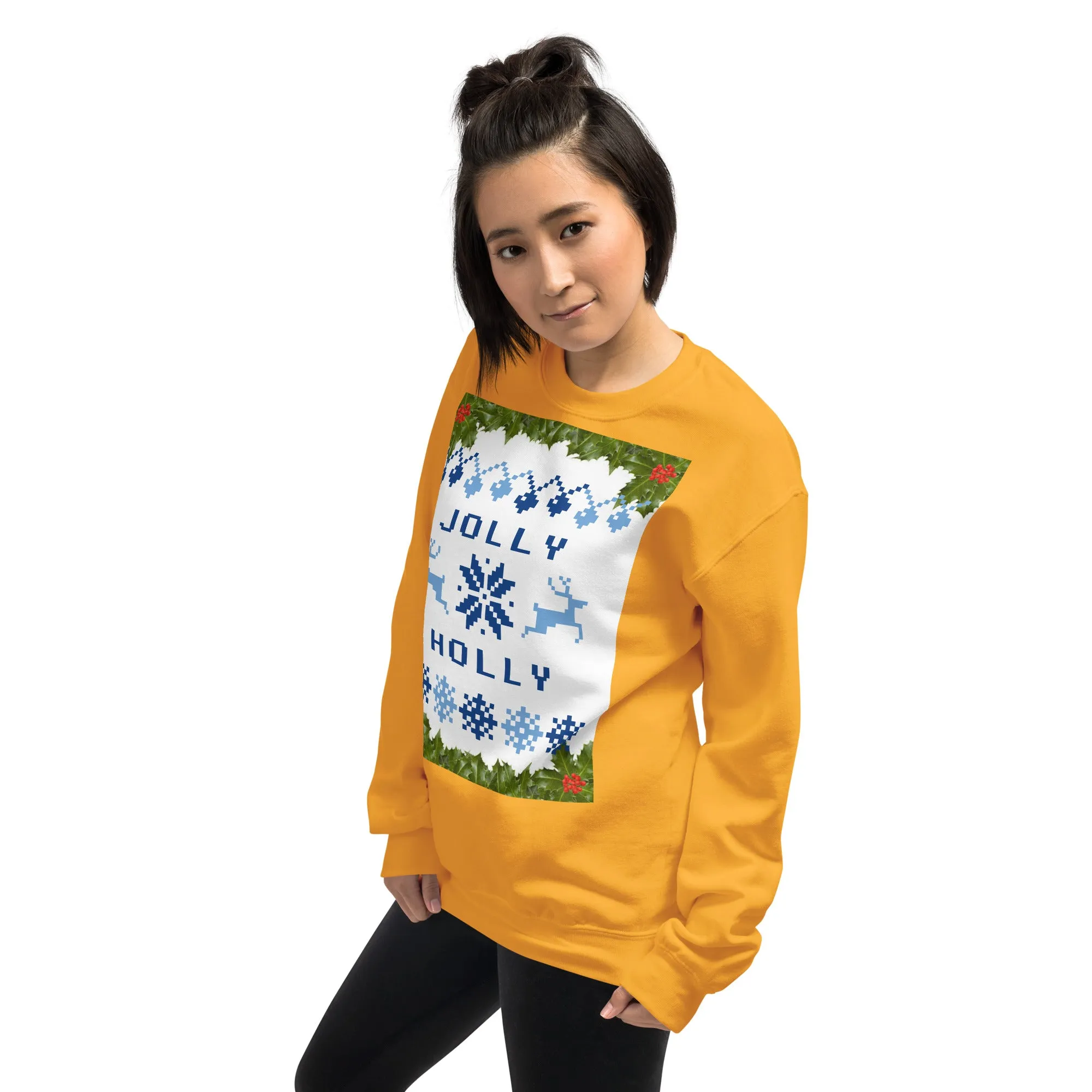 Jolly Holly Sweatshirt Christmas (Glamourange Christmas Sweatshirt Womens)