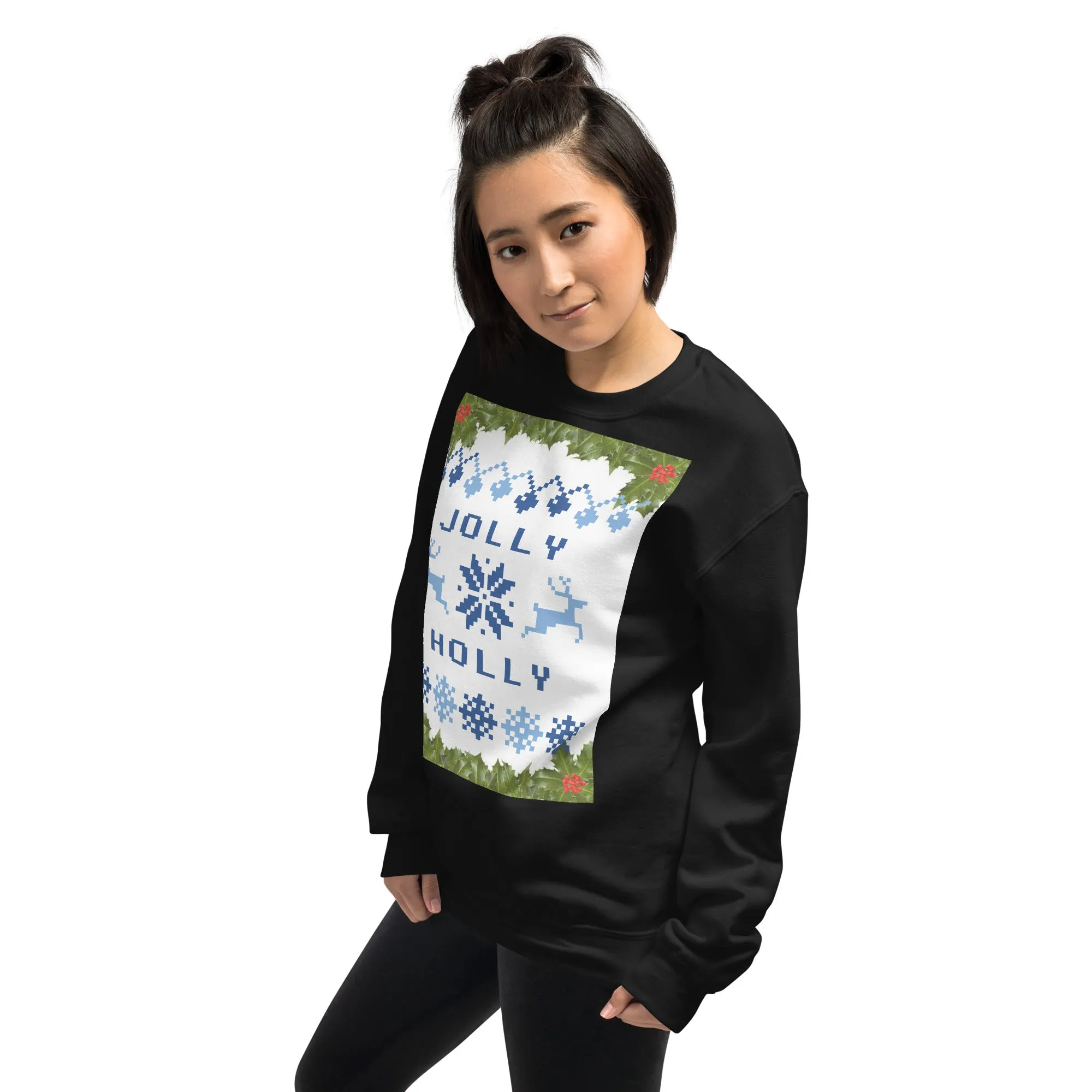 Jolly Holly Sweatshirt Christmas (Glamourange Christmas Sweatshirt Womens)