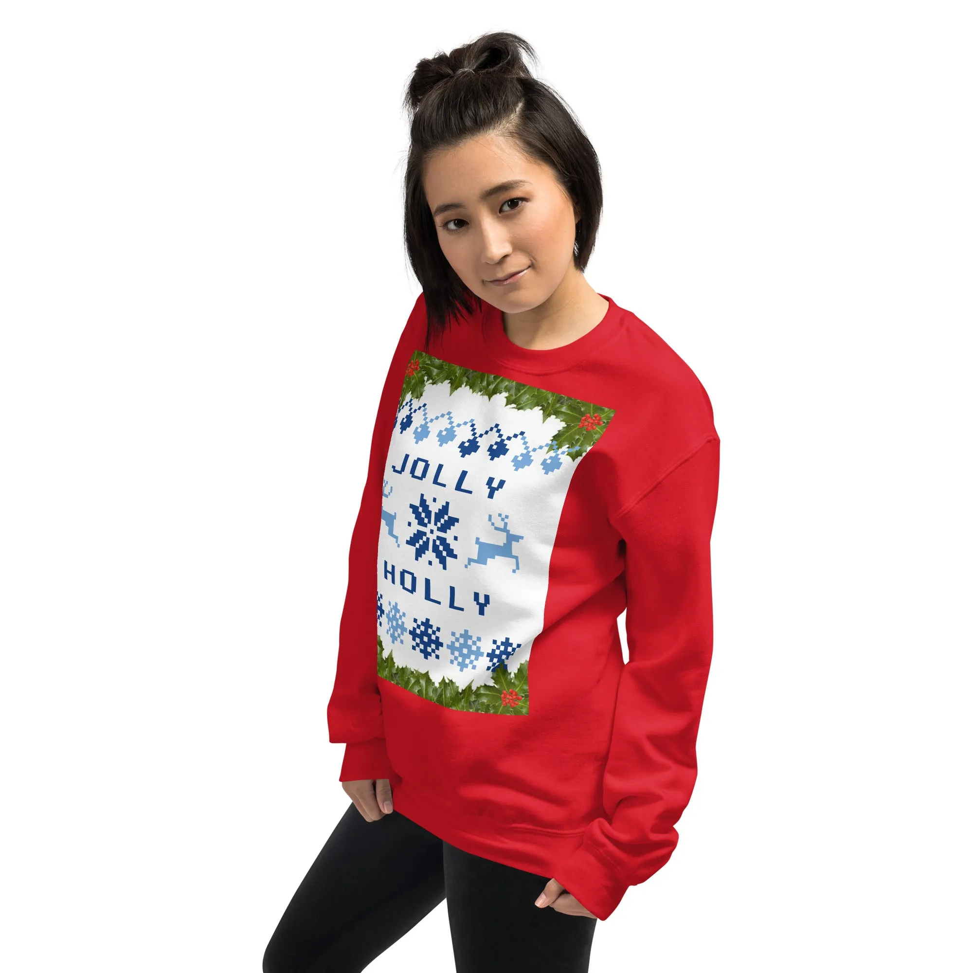 Jolly Holly Sweatshirt Christmas (Glamourange Christmas Sweatshirt Womens)