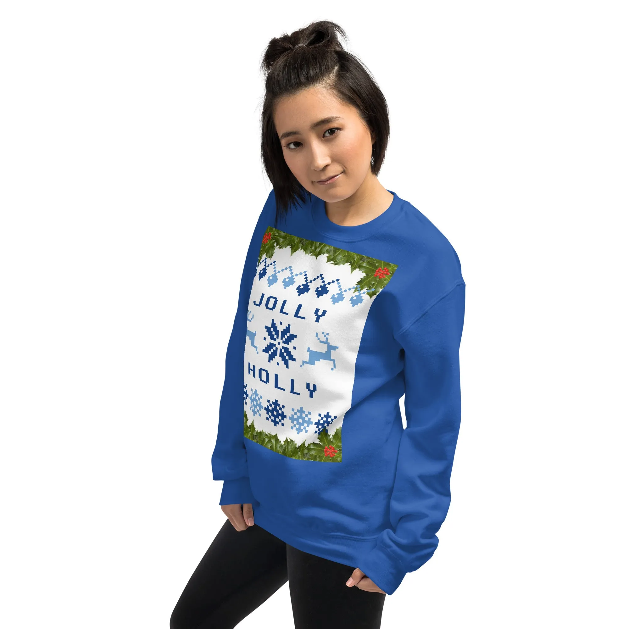 Jolly Holly Sweatshirt Christmas (Glamourange Christmas Sweatshirt Womens)