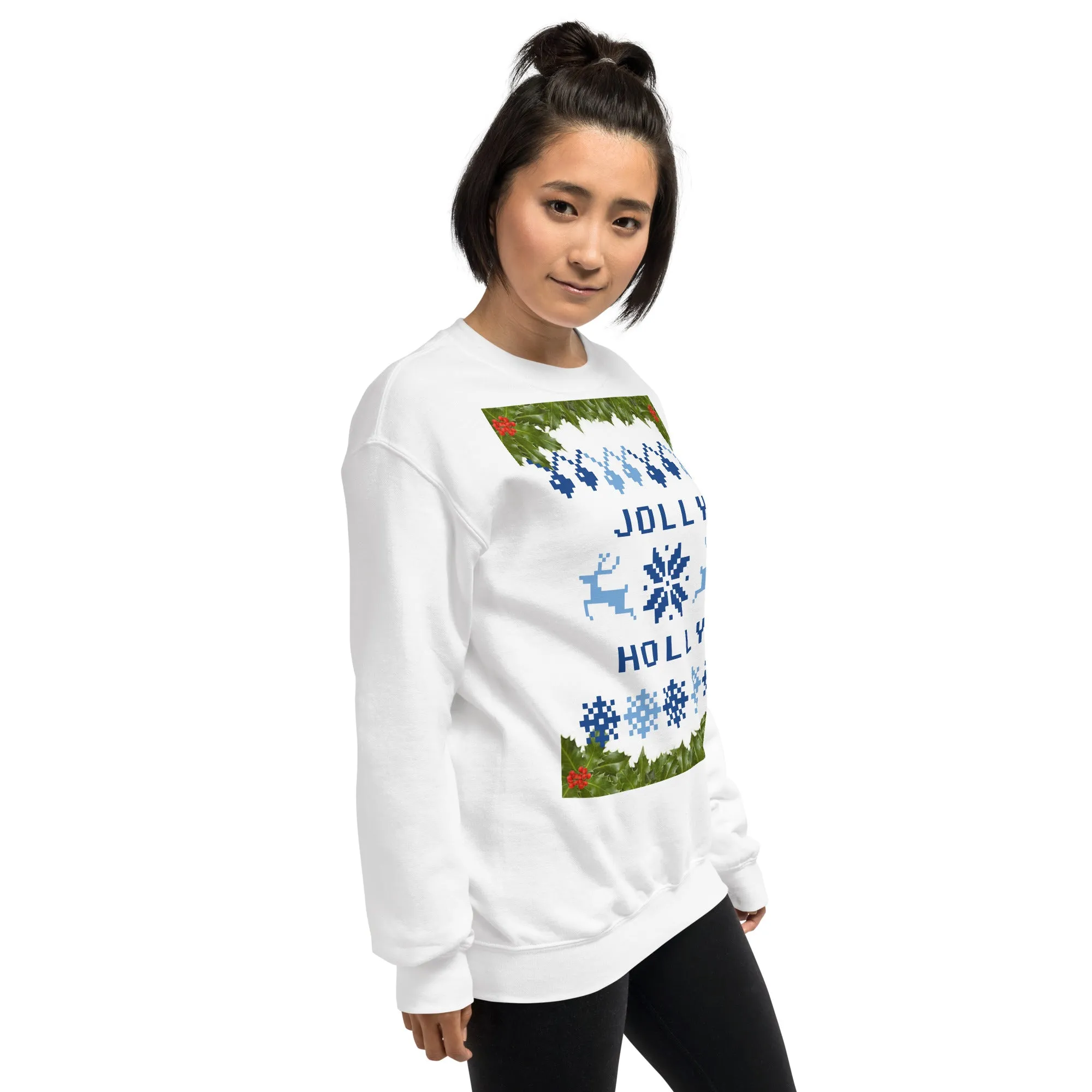Jolly Holly Sweatshirt Christmas (Glamourange Christmas Sweatshirt Womens)