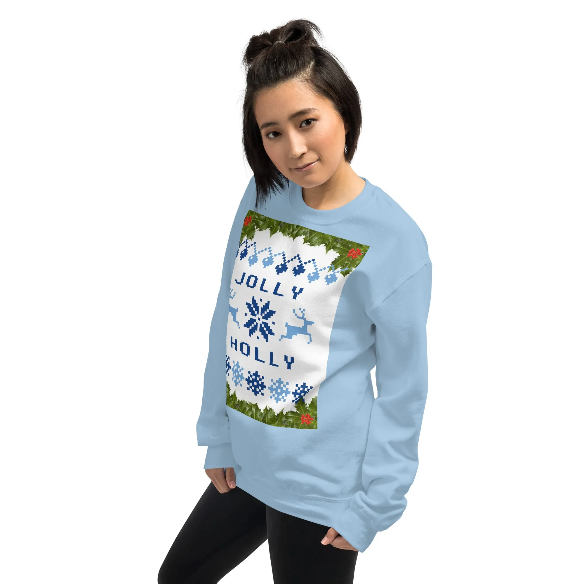 Jolly Holly Sweatshirt Christmas (Glamourange Christmas Sweatshirt Womens)