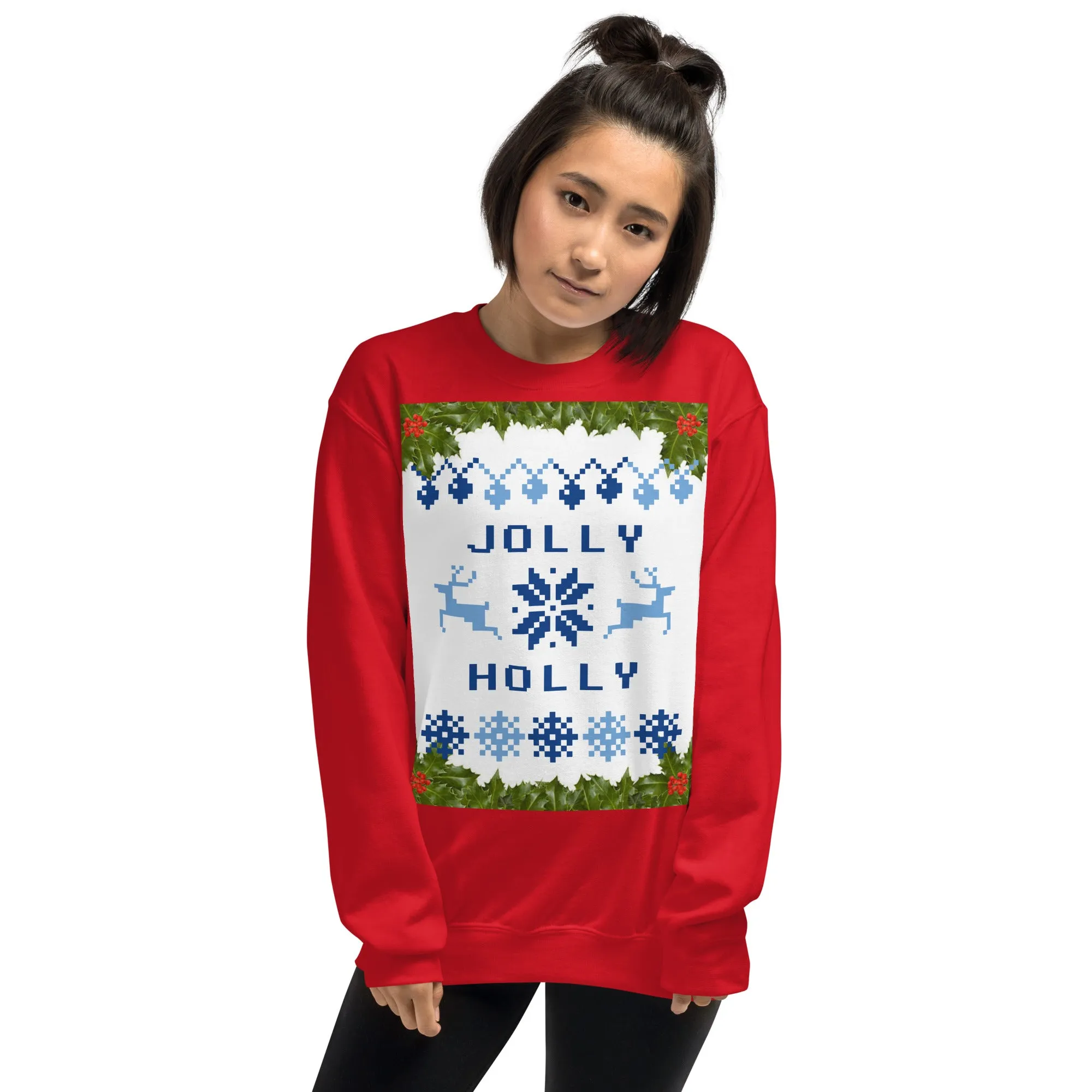 Jolly Holly Sweatshirt Christmas (Glamourange Christmas Sweatshirt Womens)