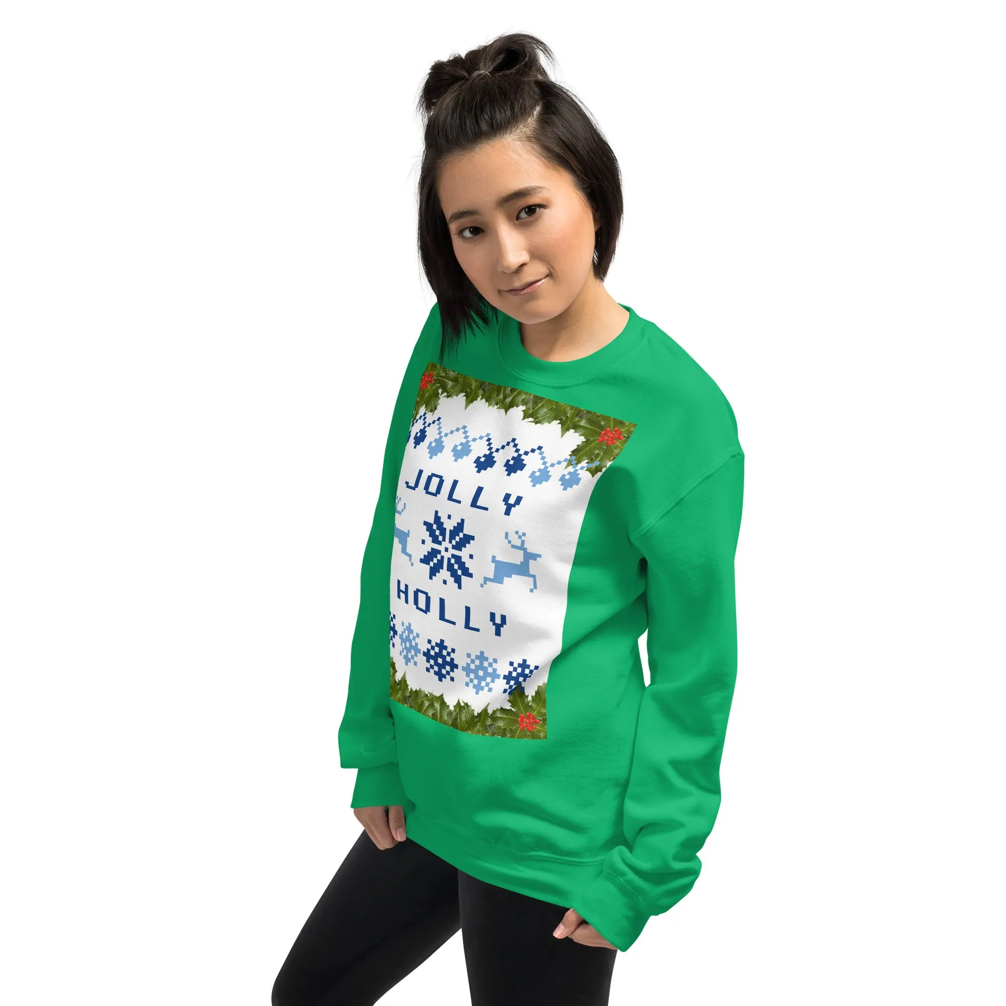 Jolly Holly Sweatshirt Christmas (Glamourange Christmas Sweatshirt Womens)