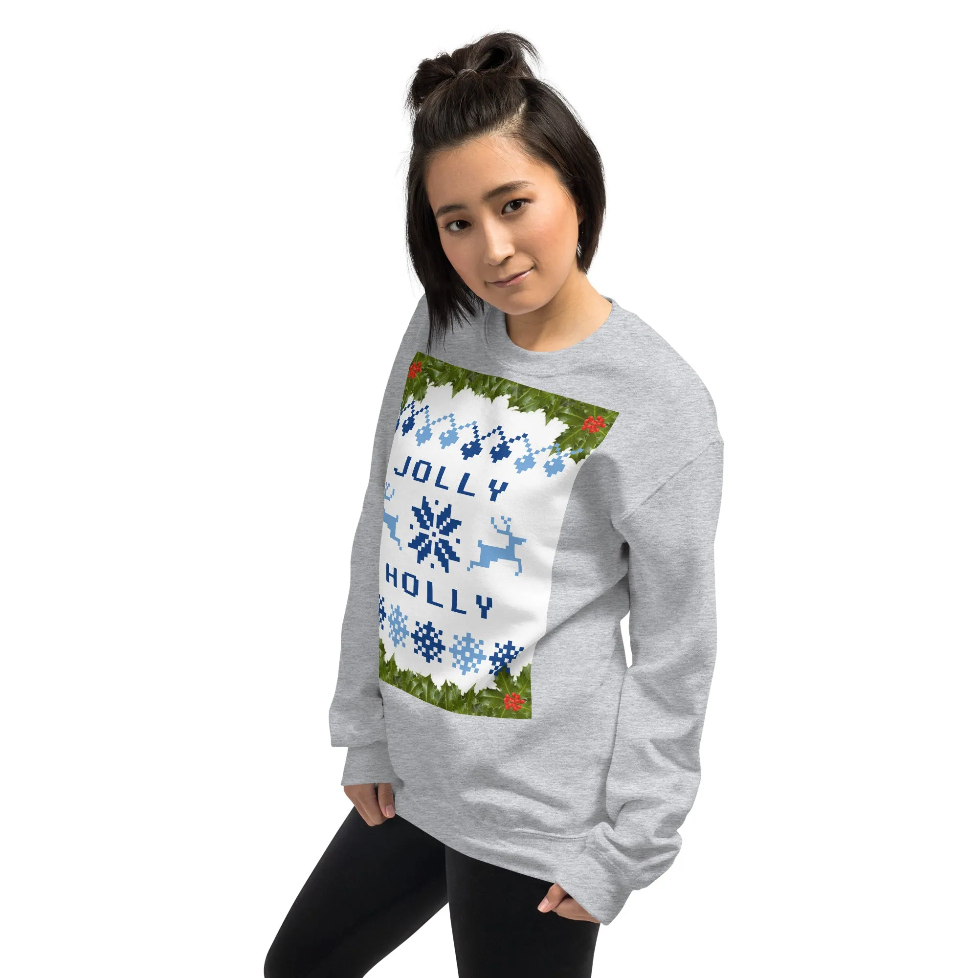 Jolly Holly Sweatshirt Christmas (Glamourange Christmas Sweatshirt Womens)