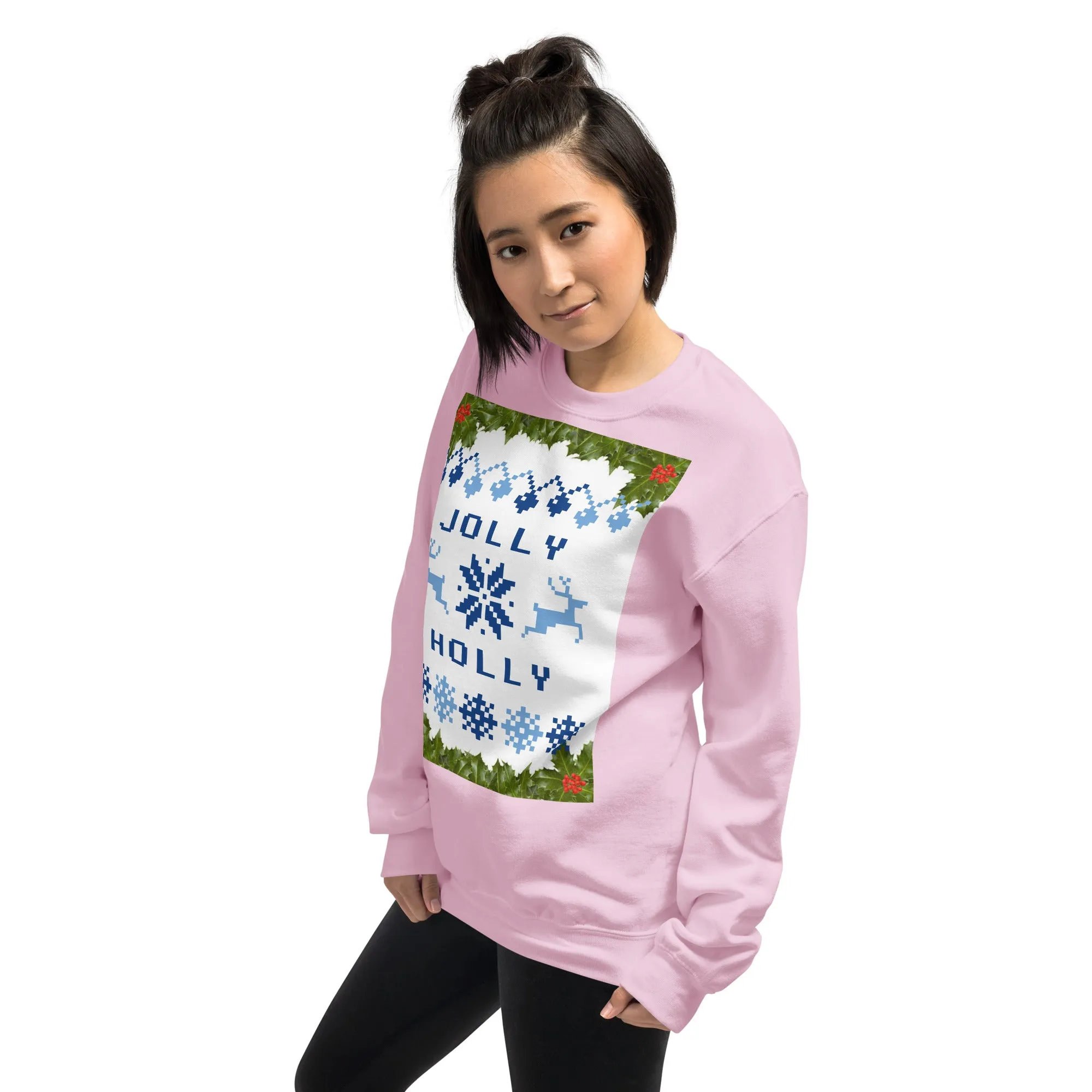 Jolly Holly Sweatshirt Christmas (Glamourange Christmas Sweatshirt Womens)