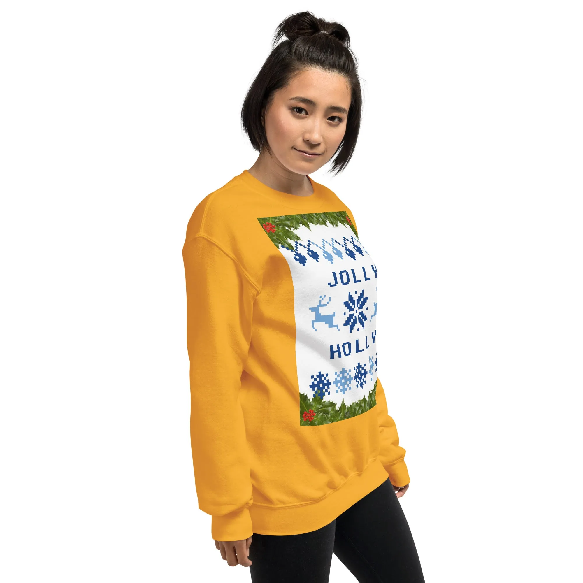 Jolly Holly Sweatshirt Christmas (Glamourange Christmas Sweatshirt Womens)