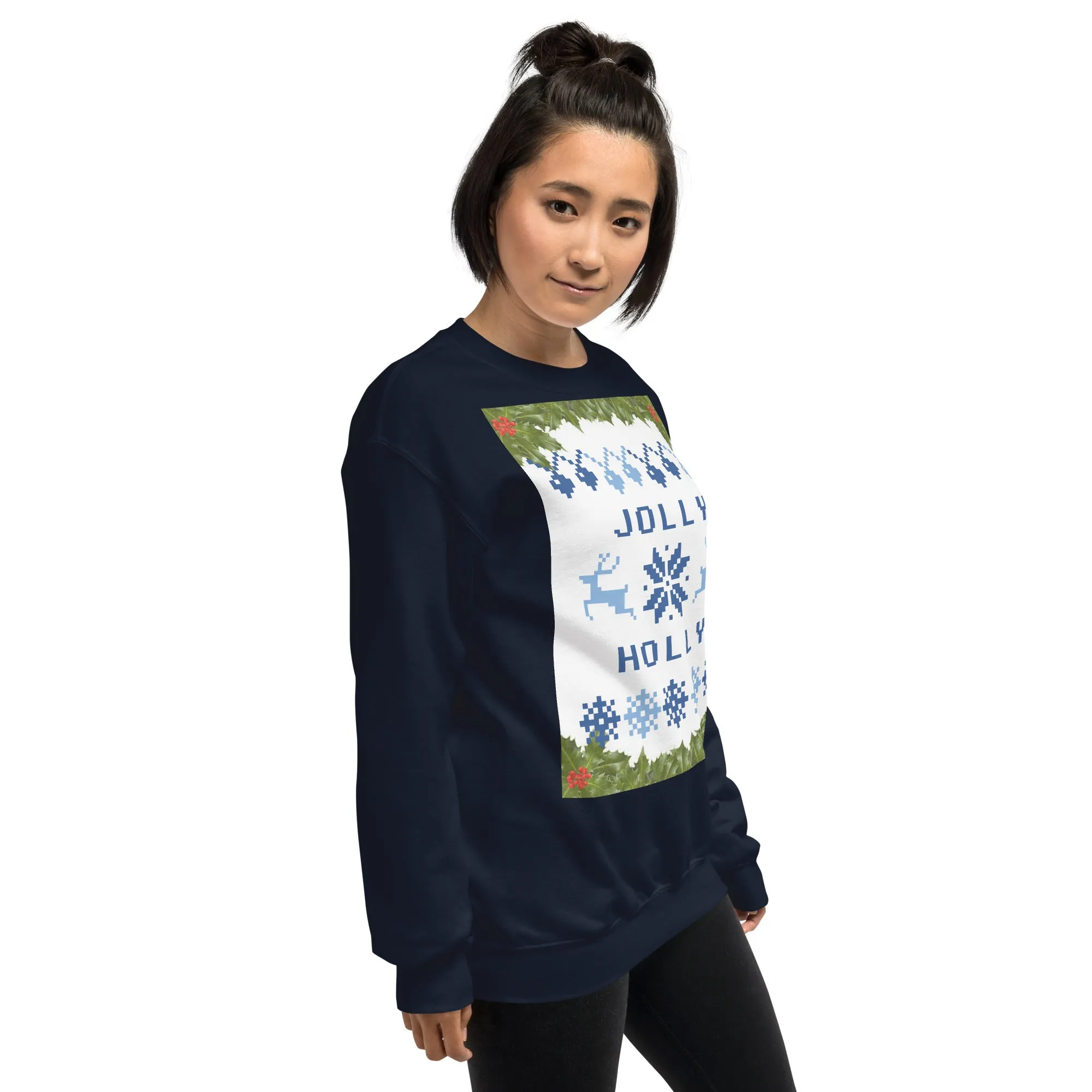 Jolly Holly Sweatshirt Christmas (Glamourange Christmas Sweatshirt Womens)