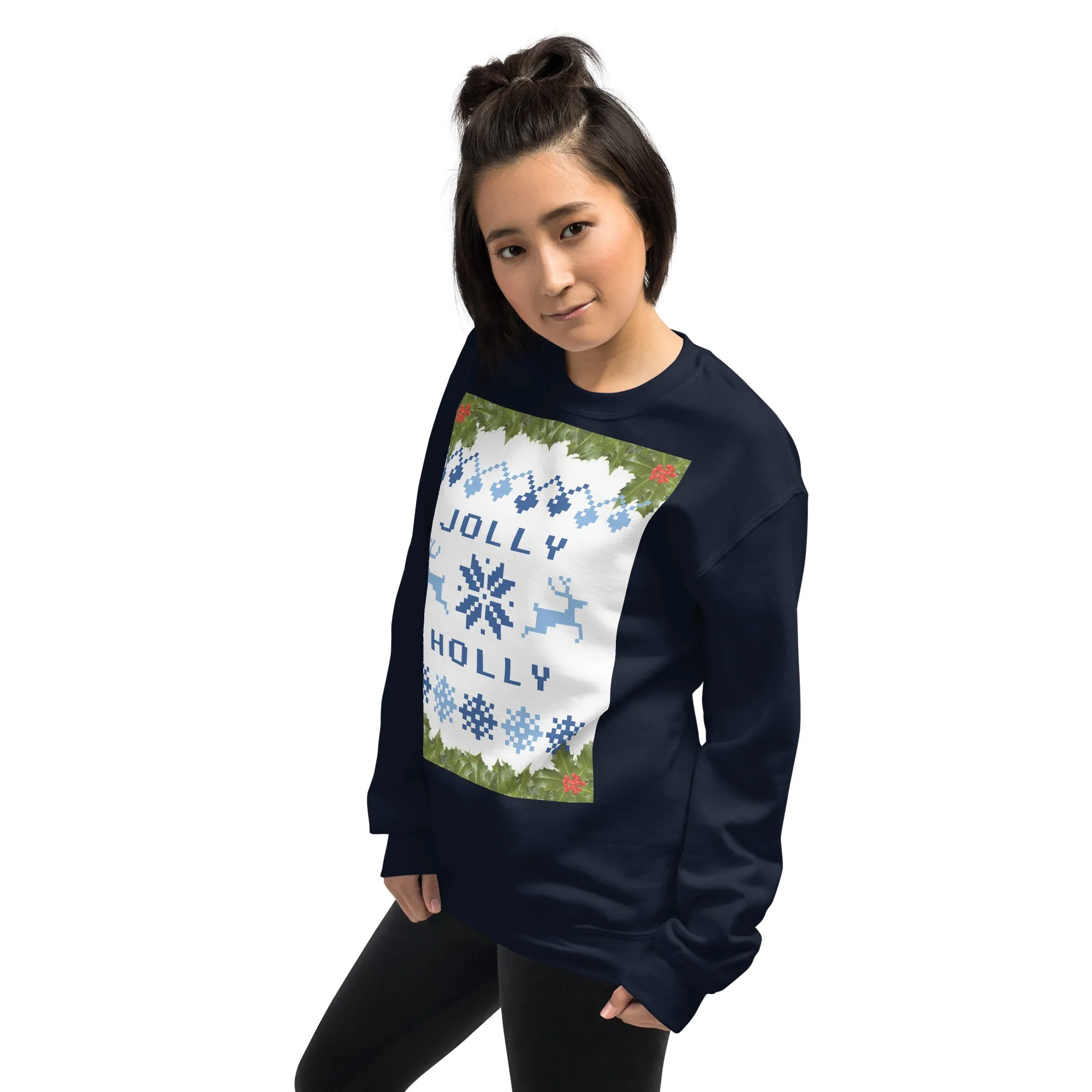 Jolly Holly Sweatshirt Christmas (Glamourange Christmas Sweatshirt Womens)