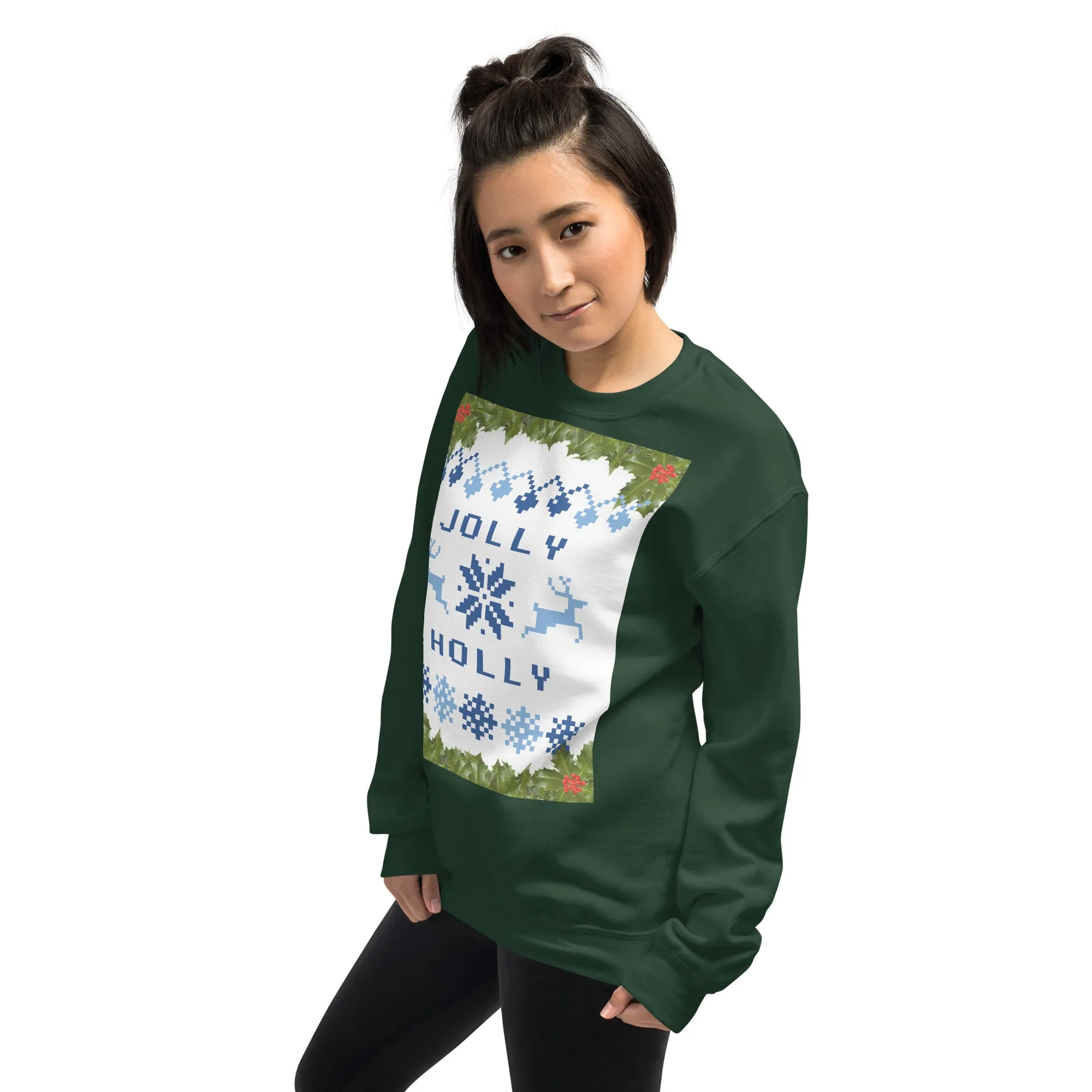 Jolly Holly Sweatshirt Christmas (Glamourange Christmas Sweatshirt Womens)