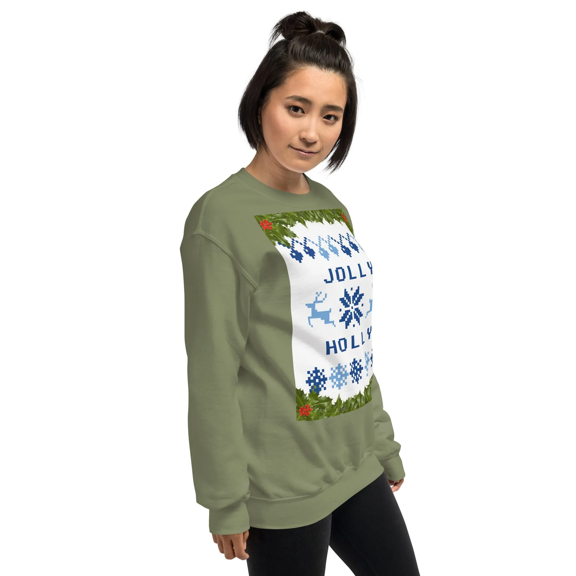 Jolly Holly Sweatshirt Christmas (Glamourange Christmas Sweatshirt Womens)