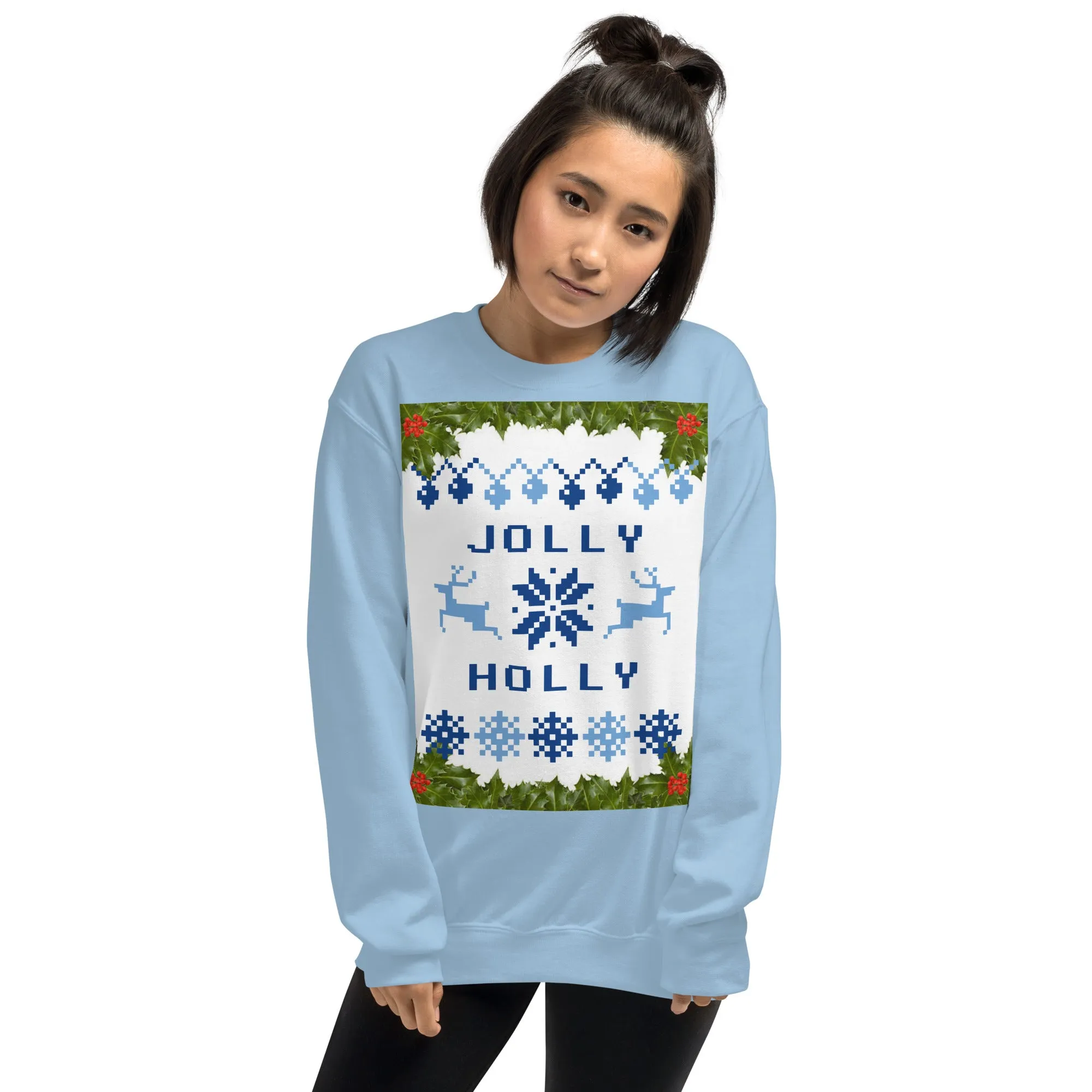 Jolly Holly Sweatshirt Christmas (Glamourange Christmas Sweatshirt Womens)
