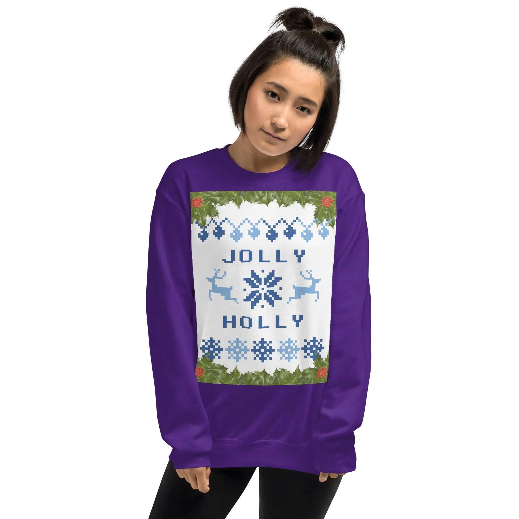Jolly Holly Sweatshirt Christmas (Glamourange Christmas Sweatshirt Womens)