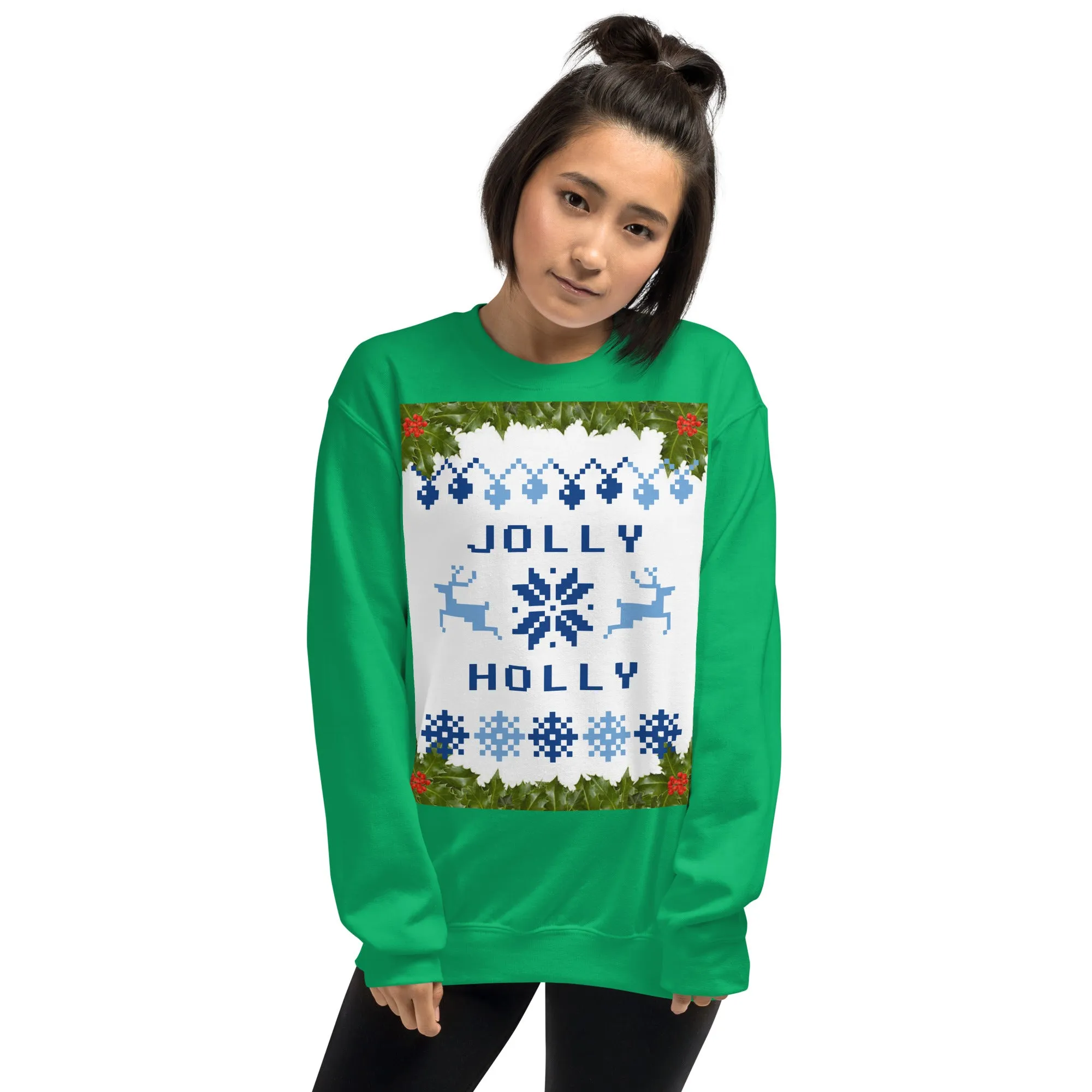 Jolly Holly Sweatshirt Christmas (Glamourange Christmas Sweatshirt Womens)