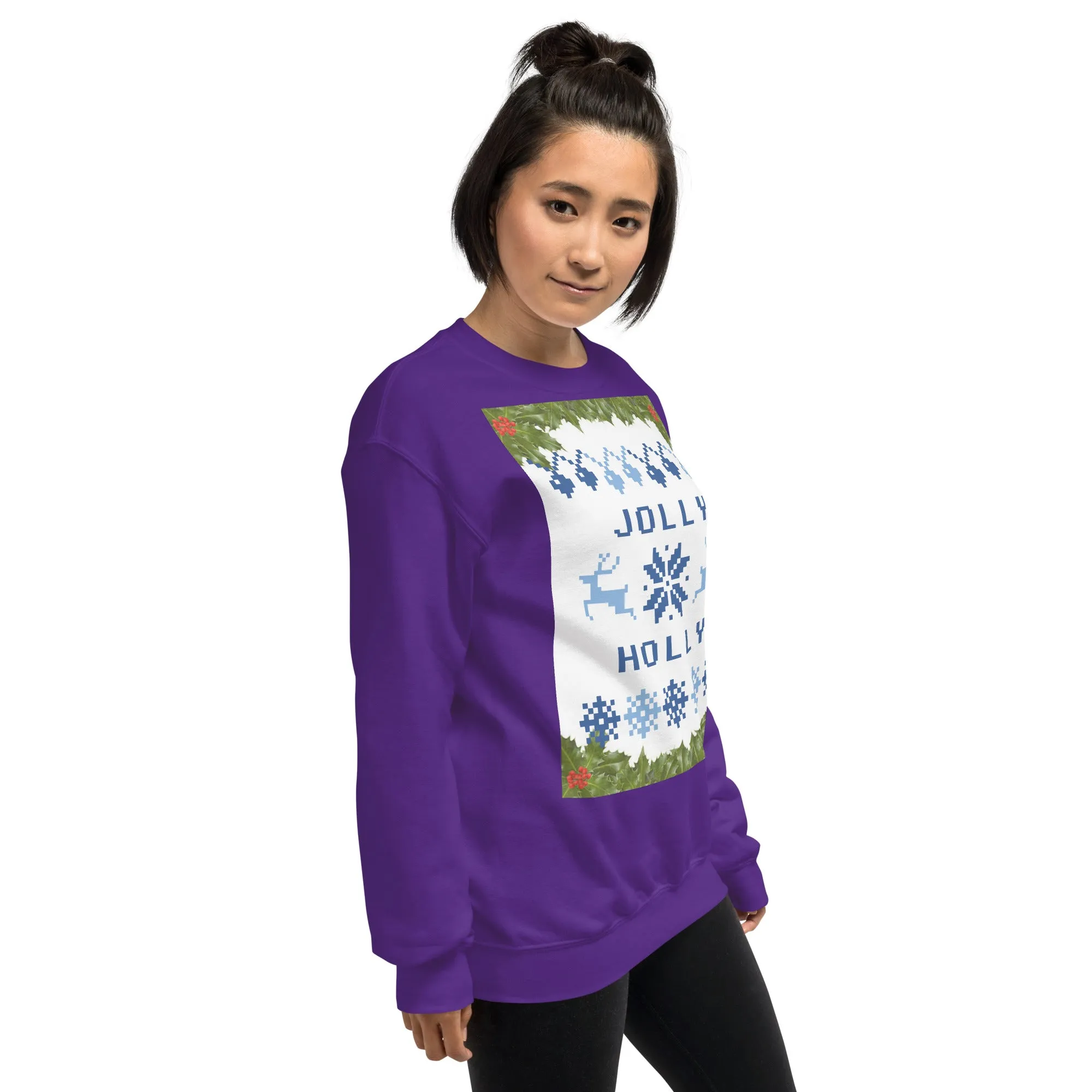 Jolly Holly Sweatshirt Christmas (Glamourange Christmas Sweatshirt Womens)