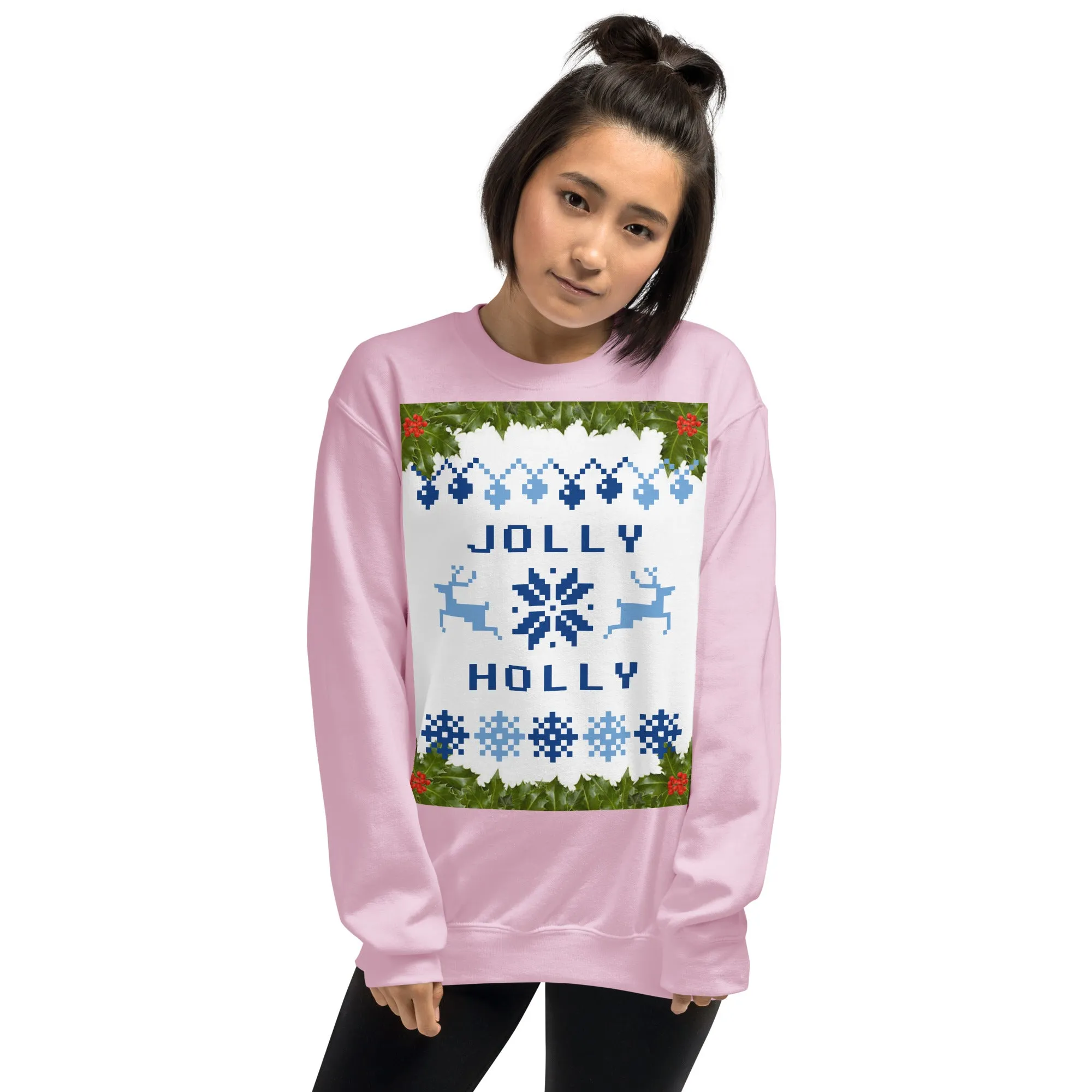 Jolly Holly Sweatshirt Christmas (Glamourange Christmas Sweatshirt Womens)