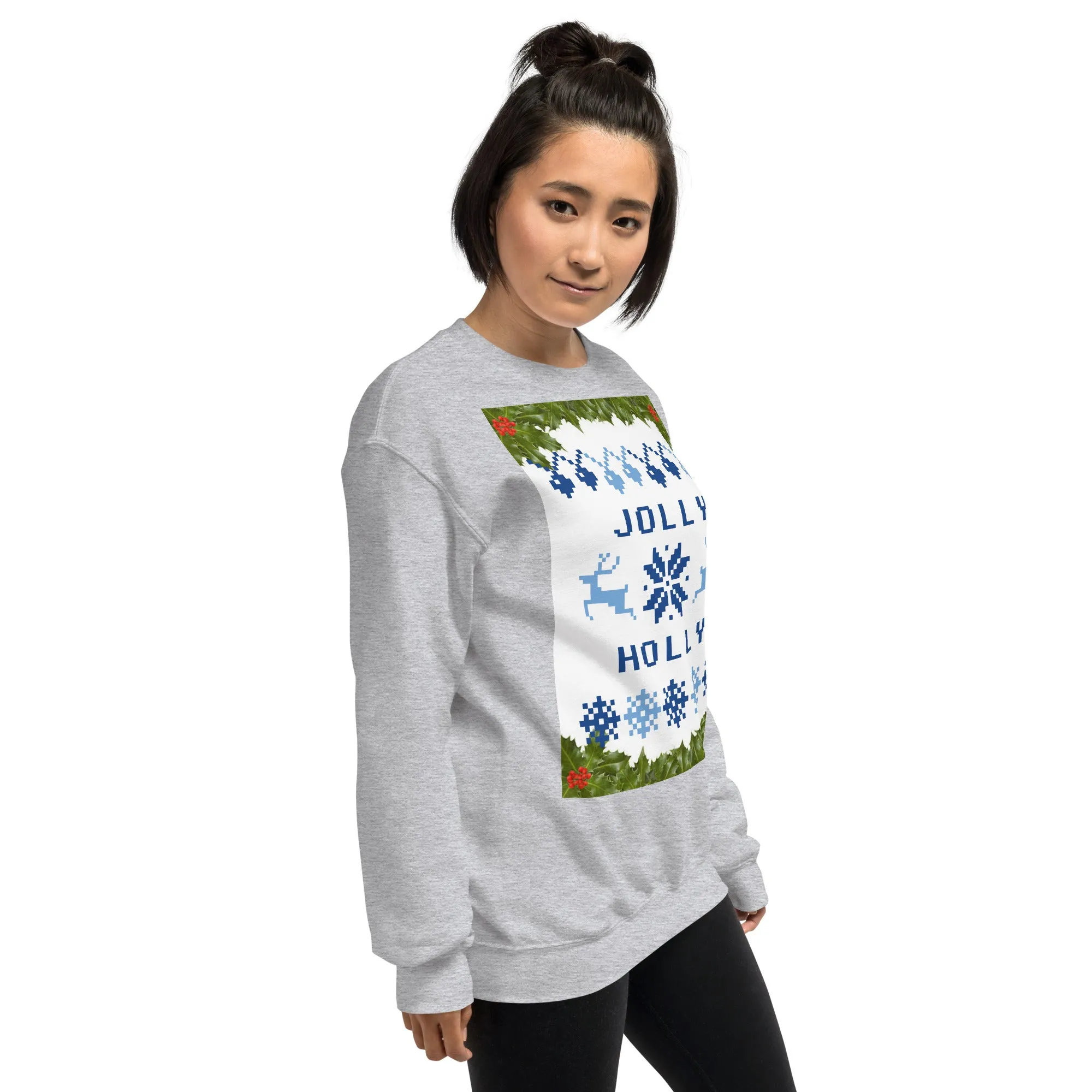 Jolly Holly Sweatshirt Christmas (Glamourange Christmas Sweatshirt Womens)