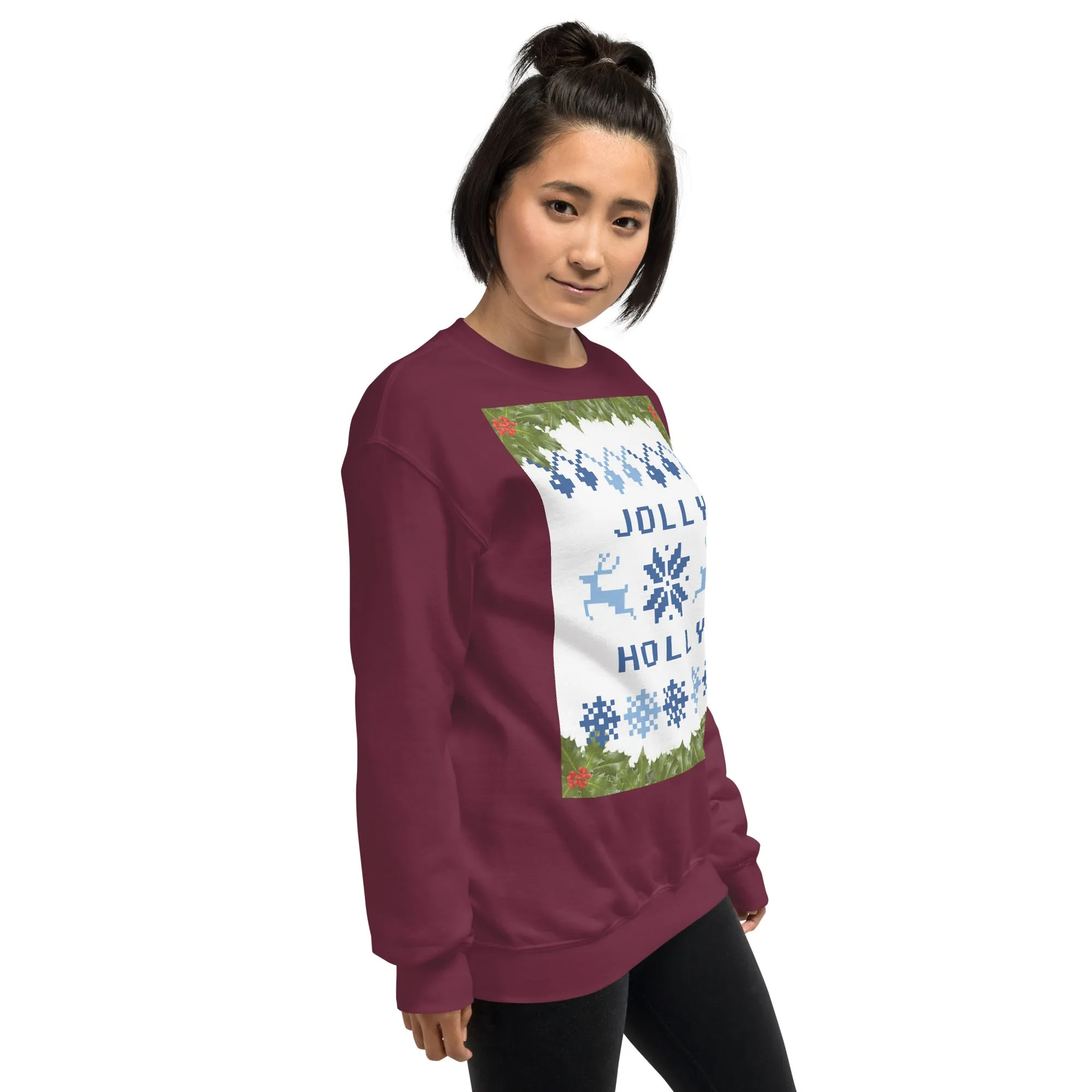 Jolly Holly Sweatshirt Christmas (Glamourange Christmas Sweatshirt Womens)
