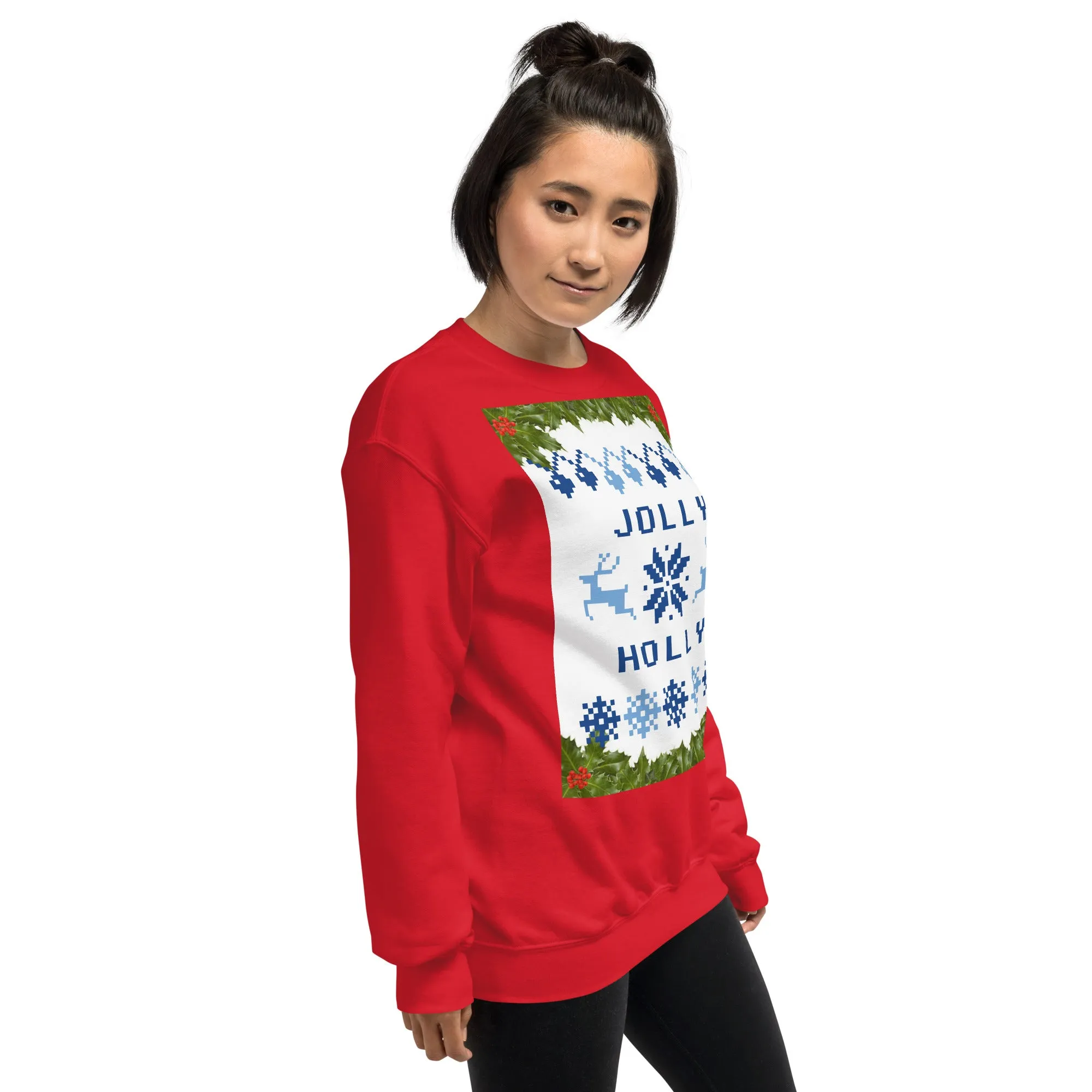 Jolly Holly Sweatshirt Christmas (Glamourange Christmas Sweatshirt Womens)