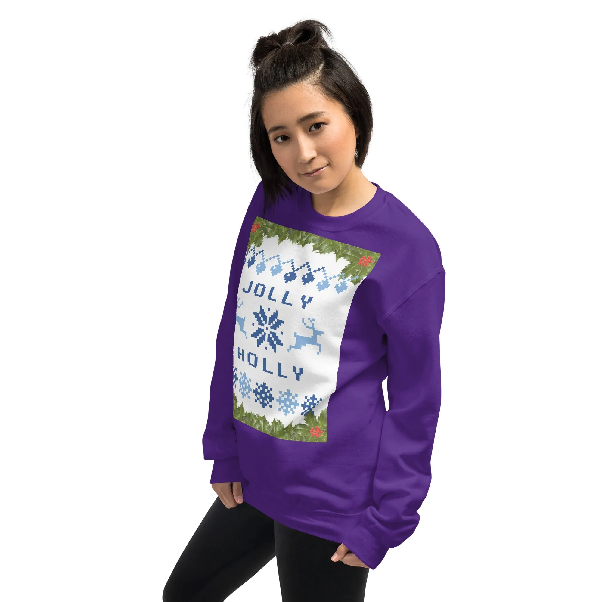 Jolly Holly Sweatshirt Christmas (Glamourange Christmas Sweatshirt Womens)