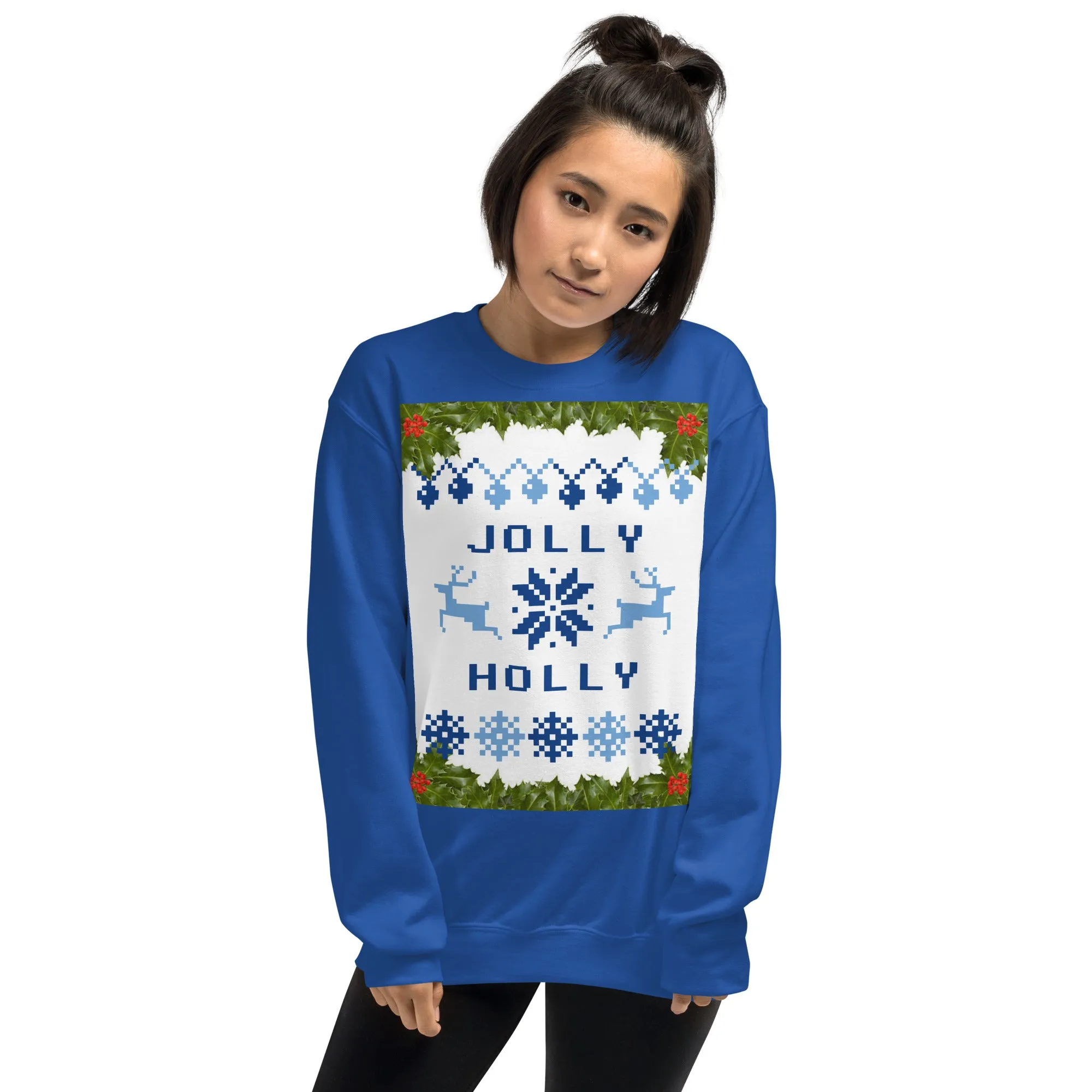 Jolly Holly Sweatshirt Christmas (Glamourange Christmas Sweatshirt Womens)