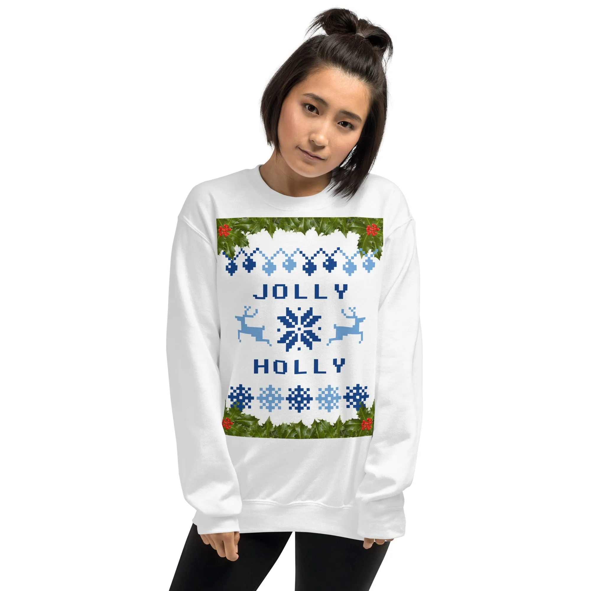 Jolly Holly Sweatshirt Christmas (Glamourange Christmas Sweatshirt Womens)