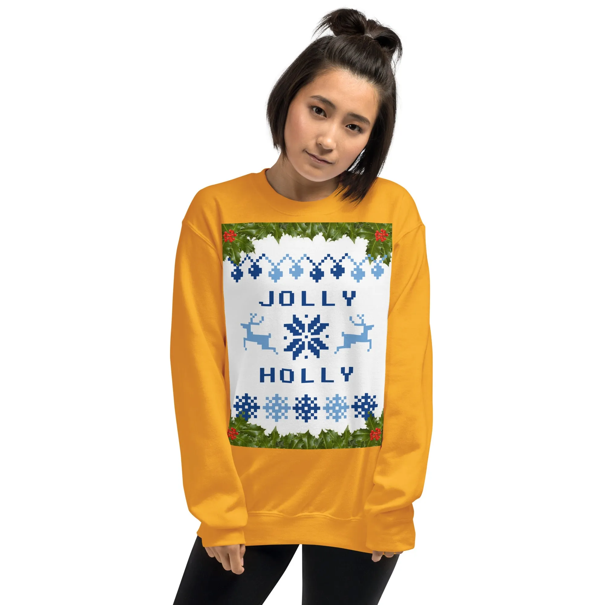 Jolly Holly Sweatshirt Christmas (Glamourange Christmas Sweatshirt Womens)