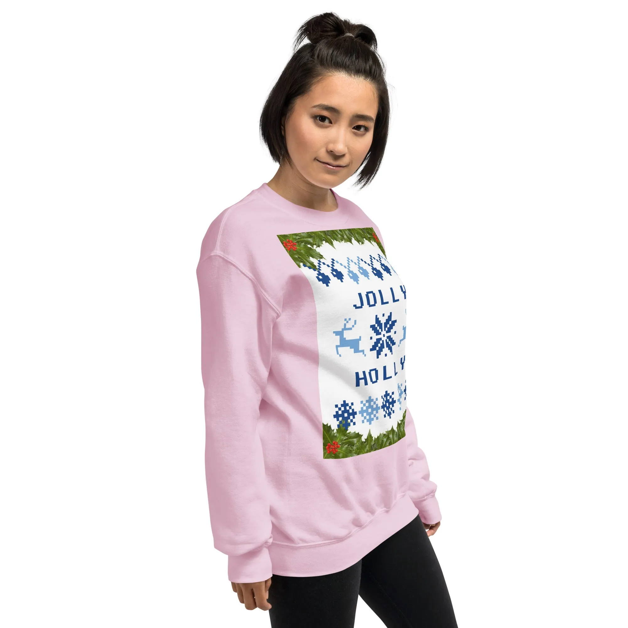 Jolly Holly Sweatshirt Christmas (Glamourange Christmas Sweatshirt Womens)