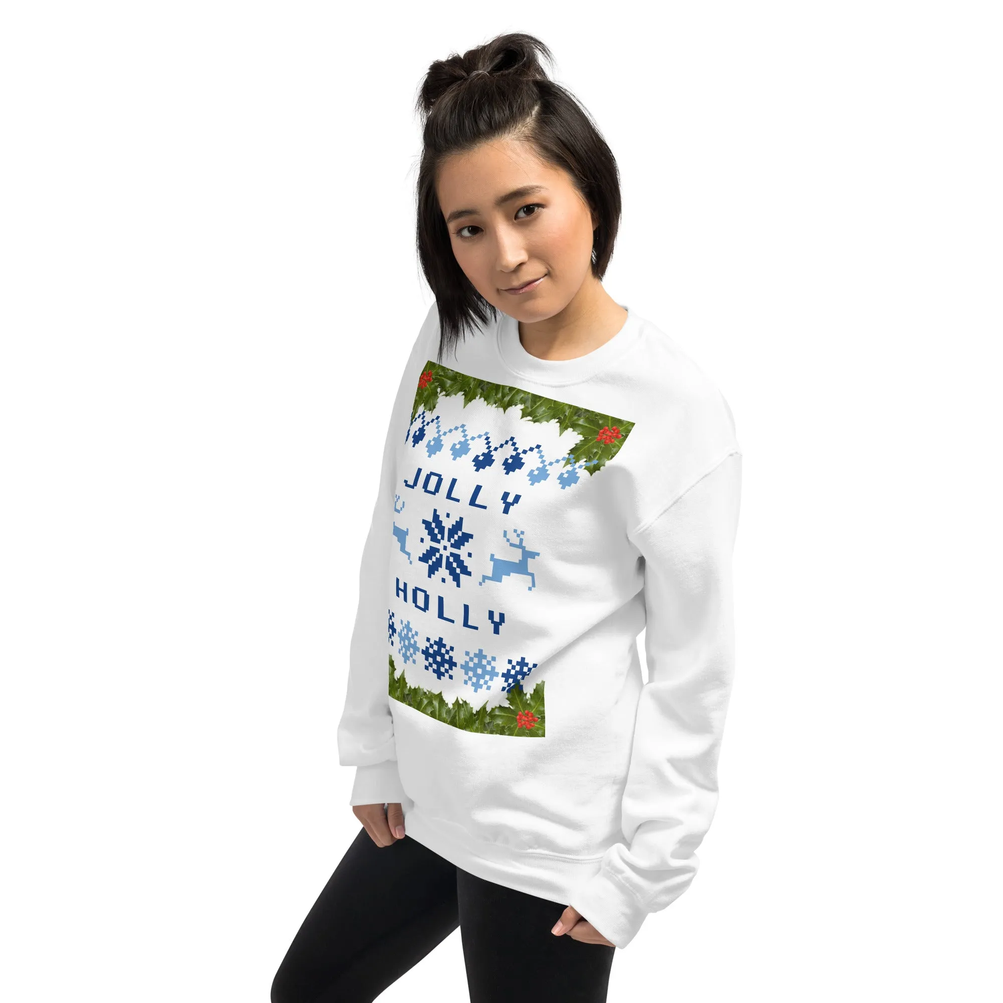 Jolly Holly Sweatshirt Christmas (Glamourange Christmas Sweatshirt Womens)