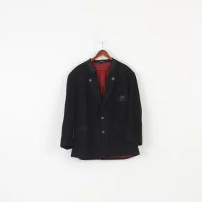 Julius Lang Men 28 58 Blazer Charcoal Bottoms Wool Embroidered Vintage Tiroler Loden Jacket