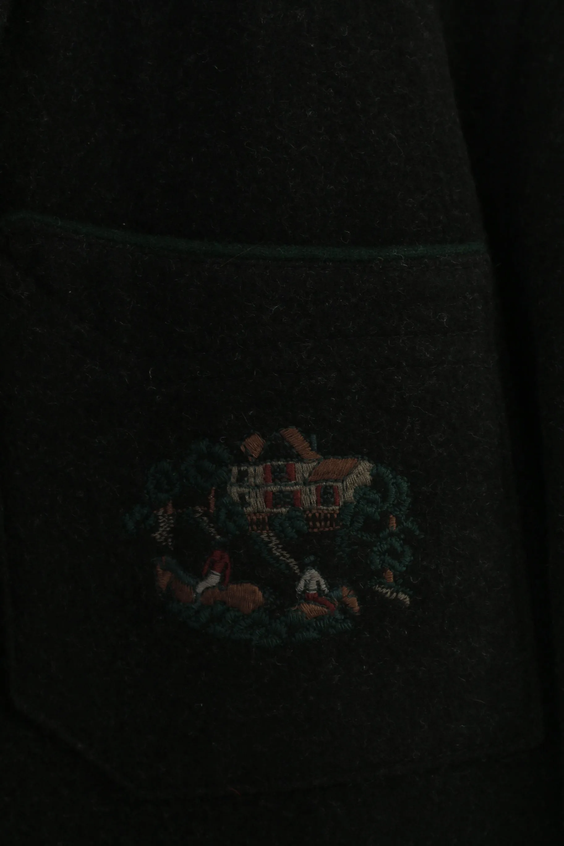 Julius Lang Men 28 58 Blazer Charcoal Bottoms Wool Embroidered Vintage Tiroler Loden Jacket