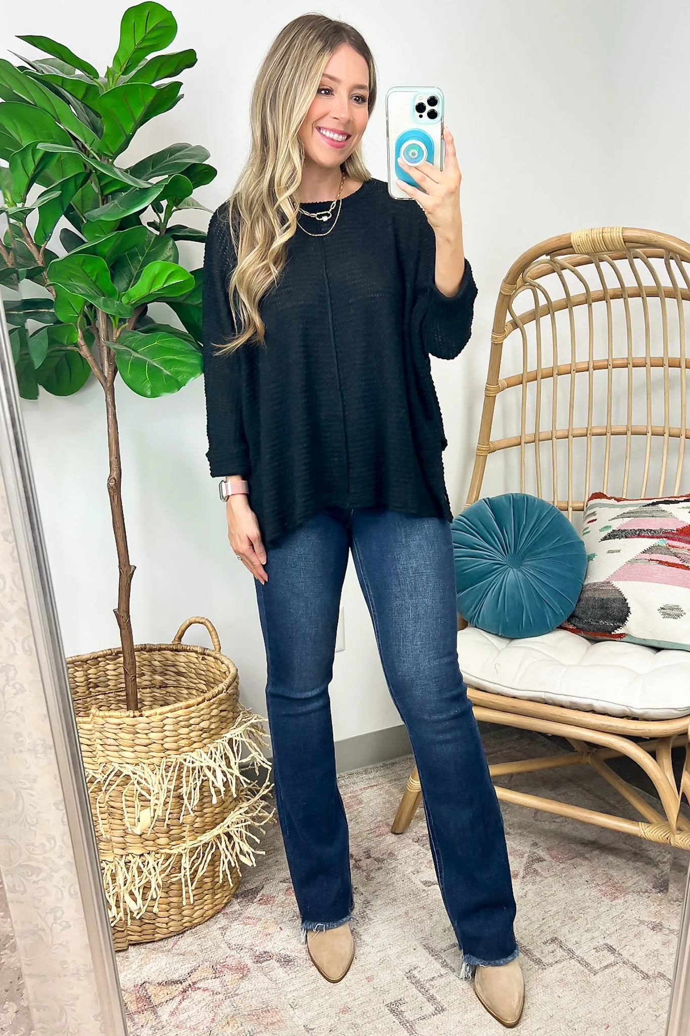 Kaylum Batwing Waffle Knit Top - BACK IN STOCK