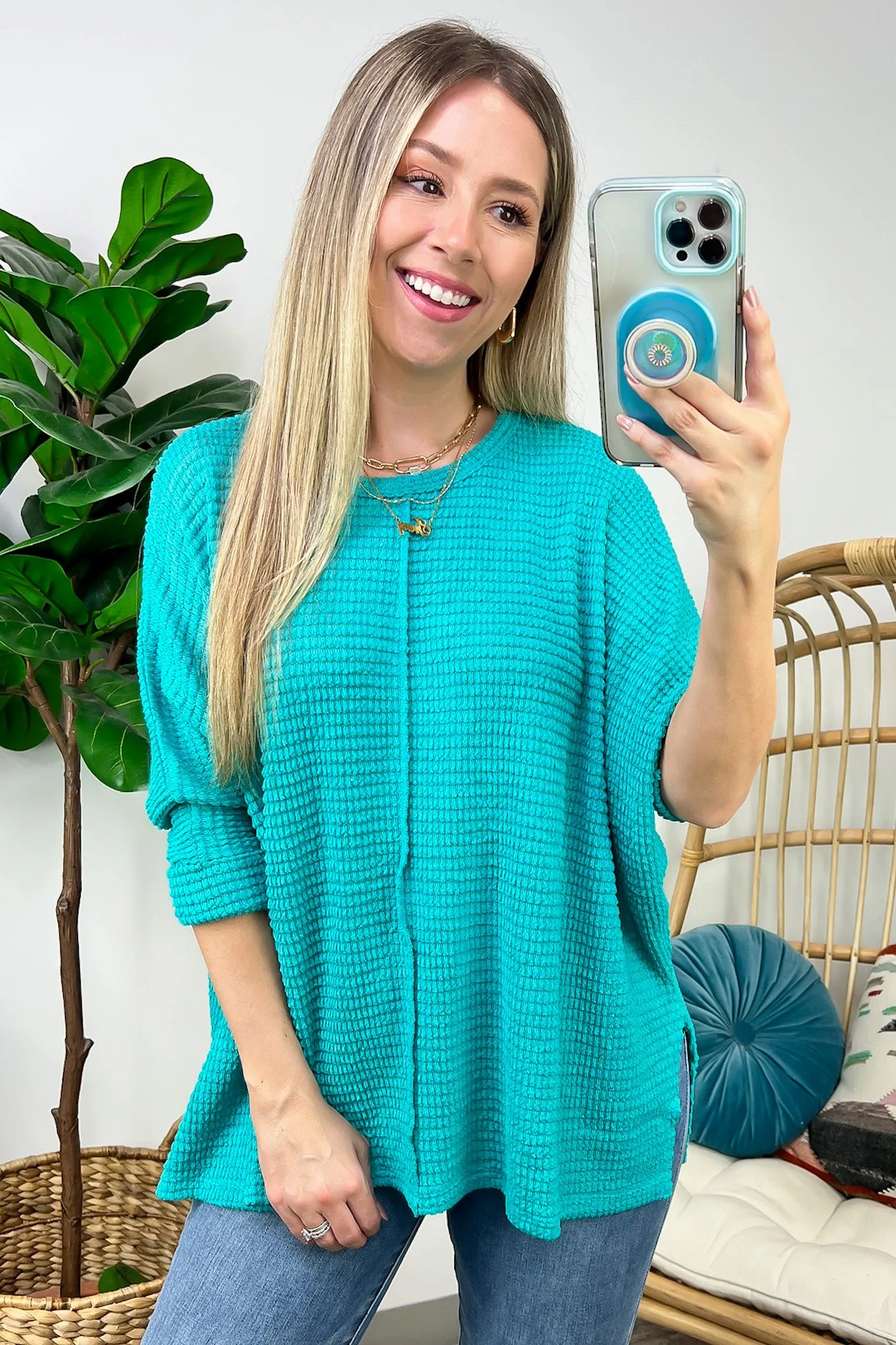 Kaylum Batwing Waffle Knit Top - BACK IN STOCK