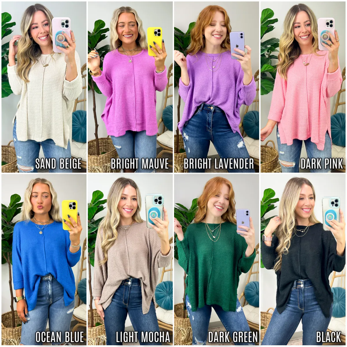 Kaylum Batwing Waffle Knit Top - BACK IN STOCK