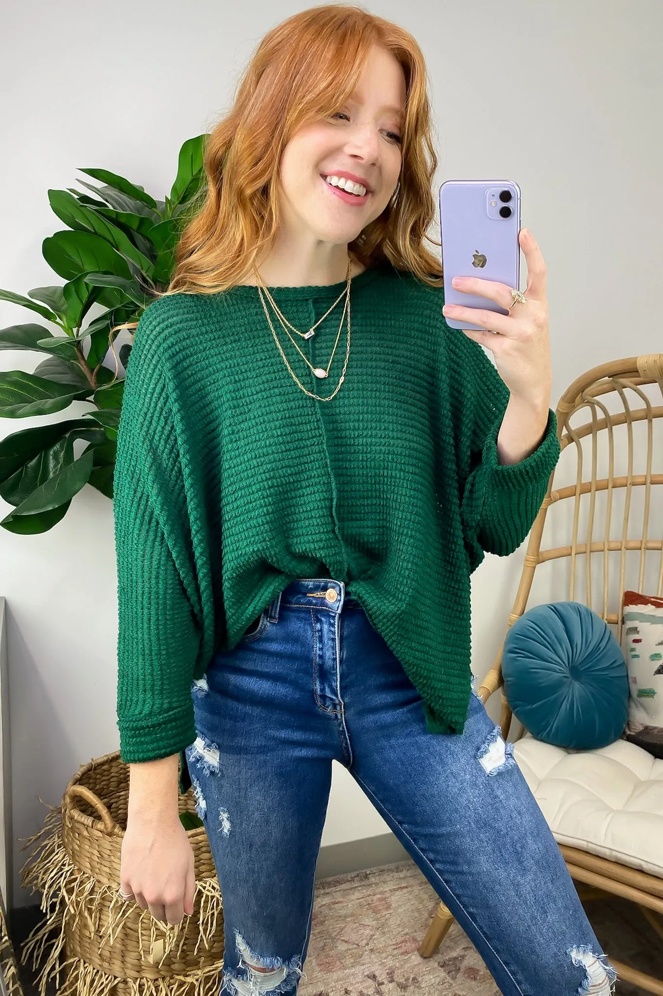 Kaylum Batwing Waffle Knit Top - BACK IN STOCK