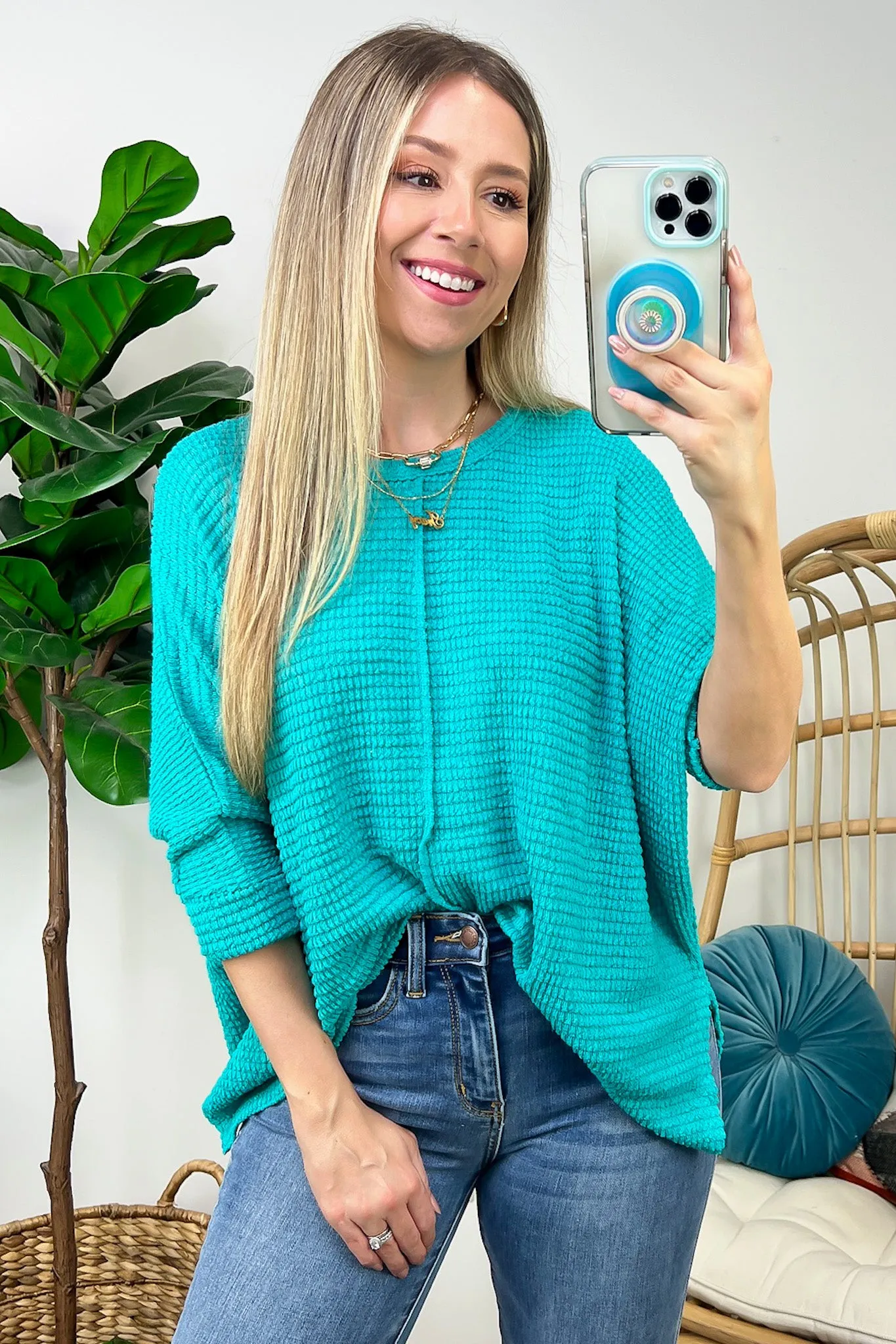 Kaylum Batwing Waffle Knit Top - BACK IN STOCK