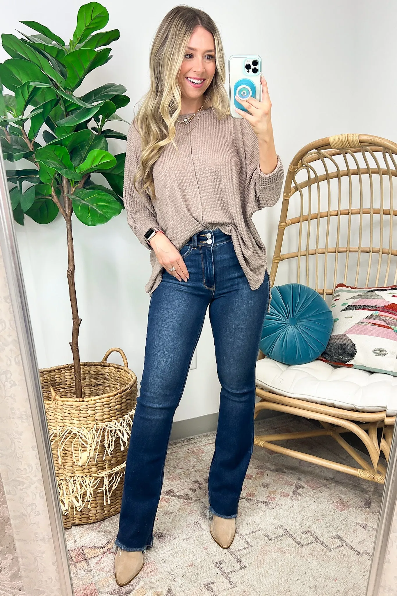 Kaylum Batwing Waffle Knit Top - BACK IN STOCK